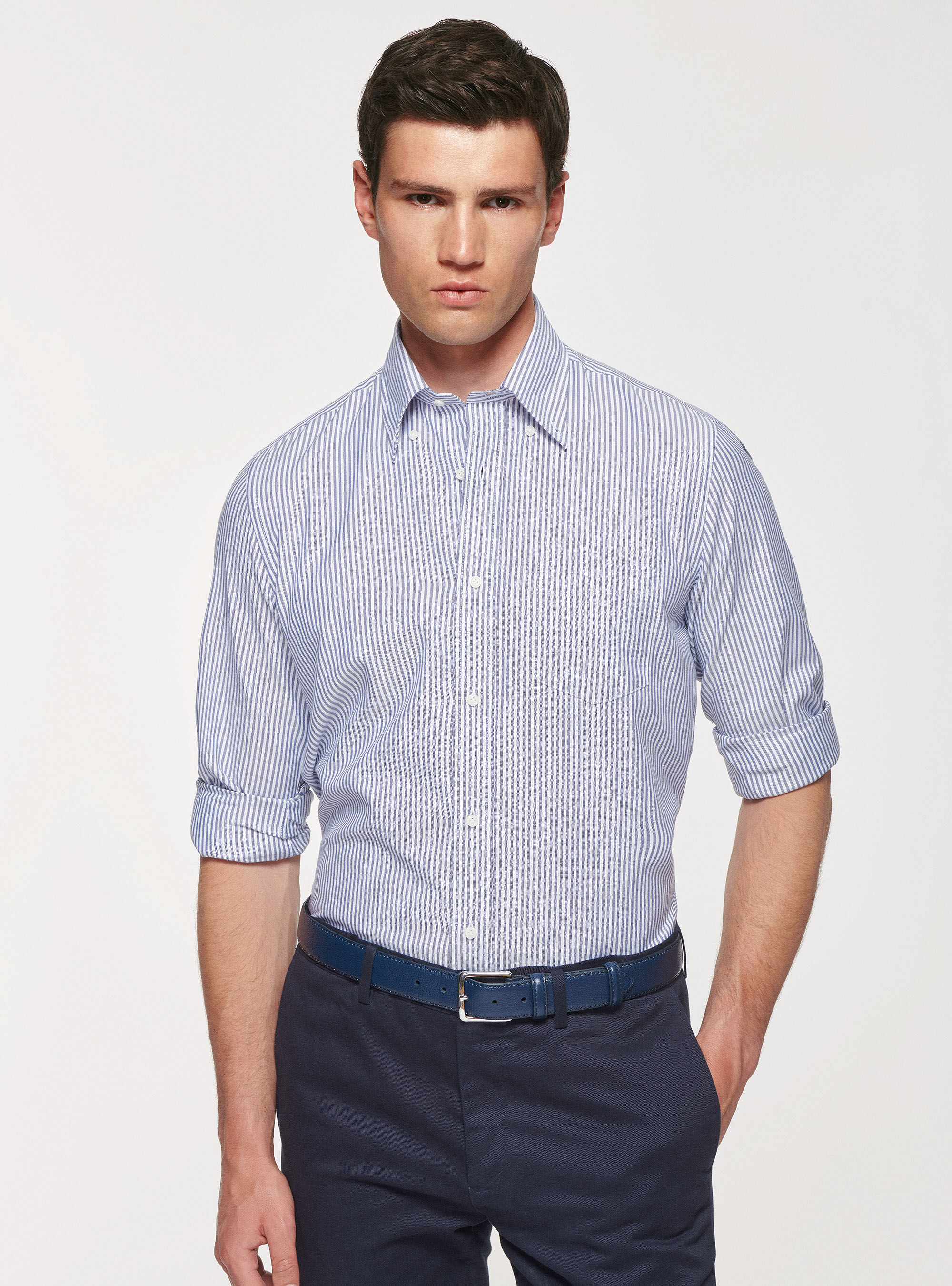 Chemise ray e en coton oxford