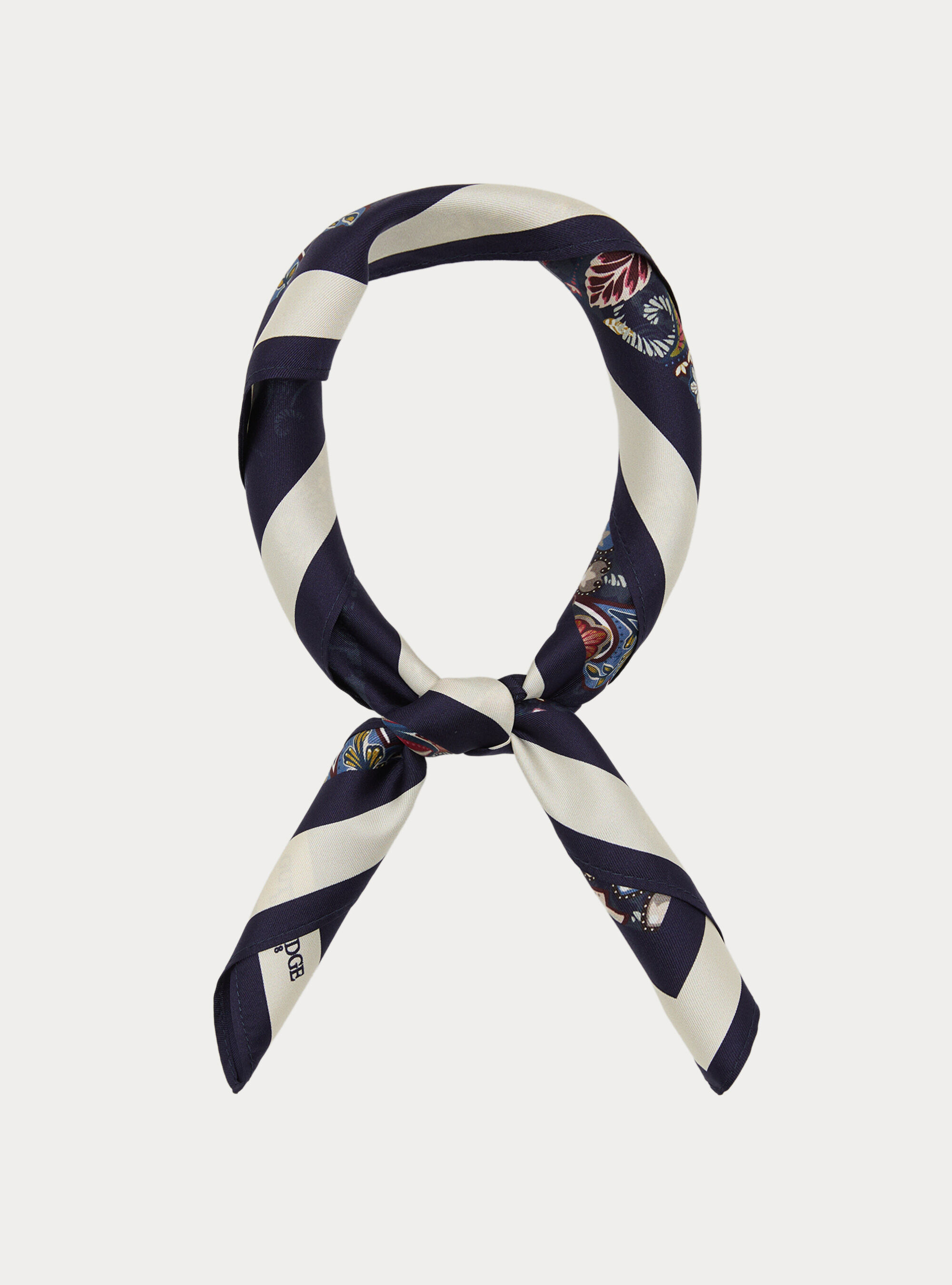 Foulard in seta stampato fantasia floreale, NAVY BLUE