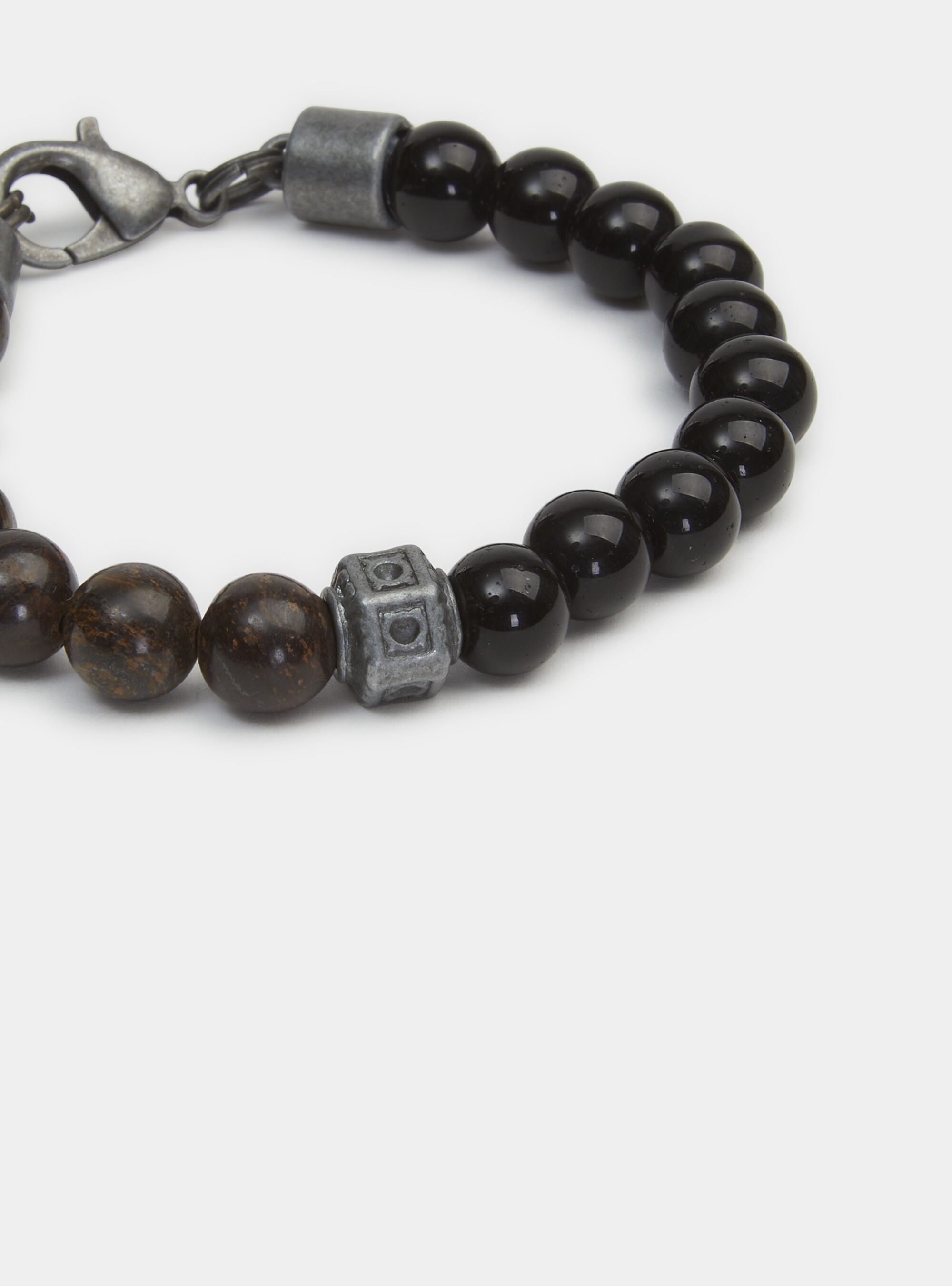 Bracelet with black spheres and hook, BLACK