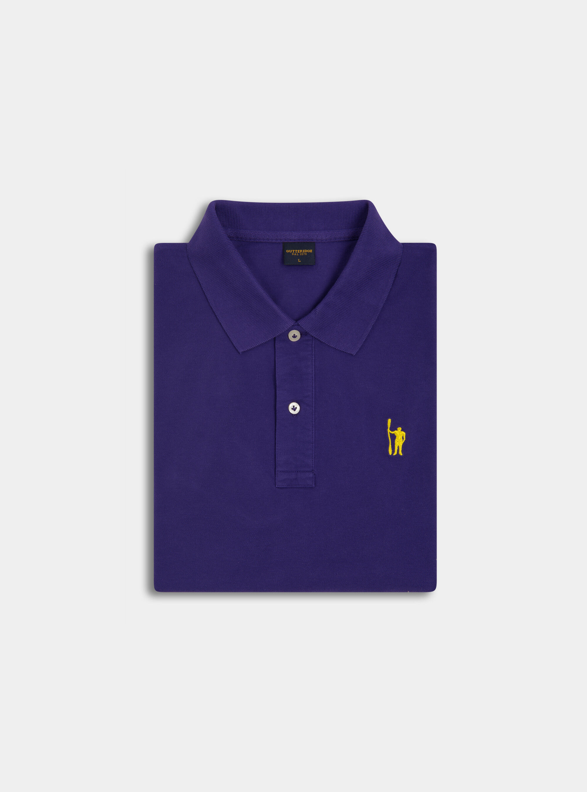 Classic cotton pique polo with embroidery, VIOLA SCURO 0403C