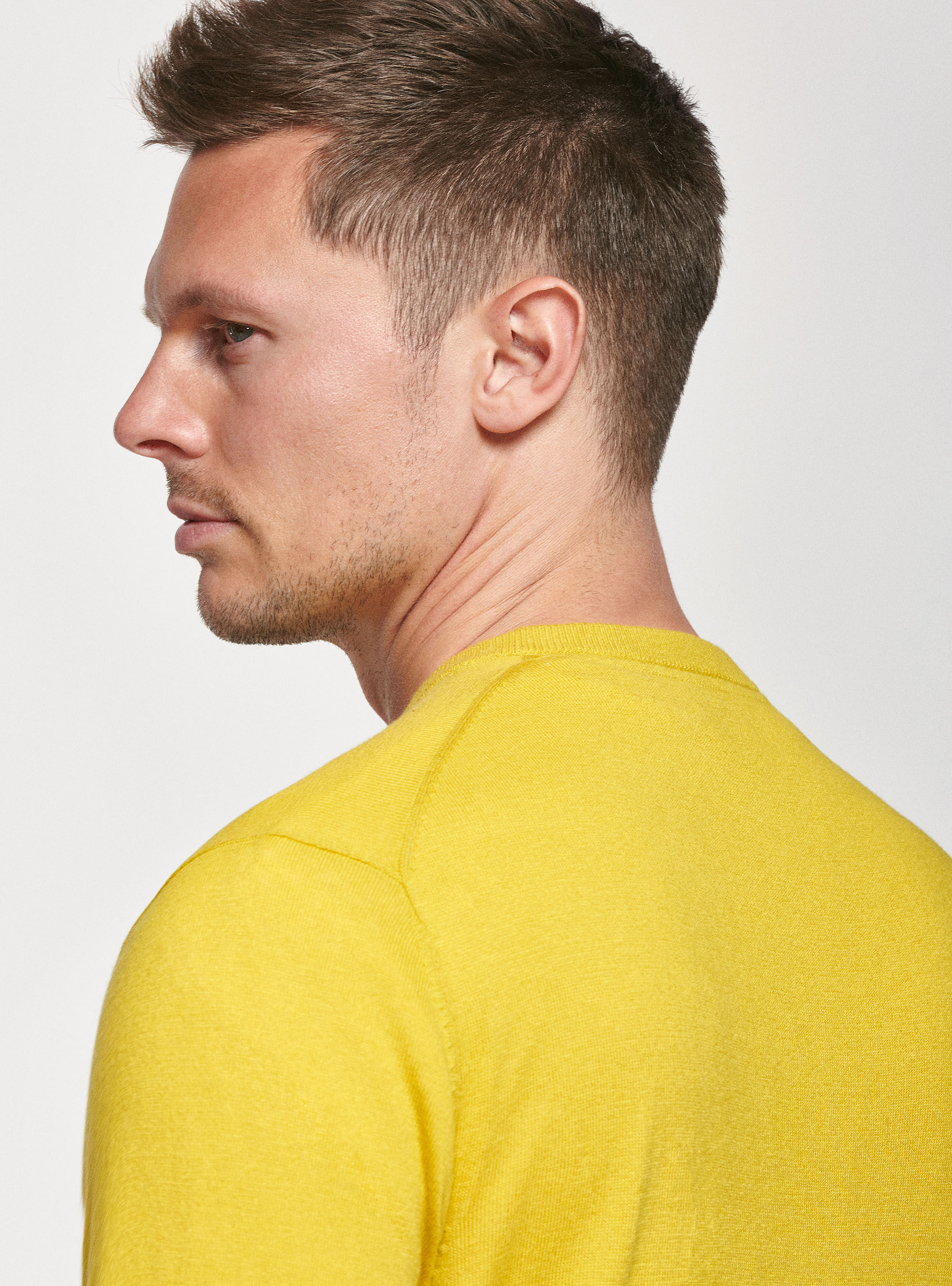 Maglia girocollo in cotone seta e cashmere, 0711C OCRA