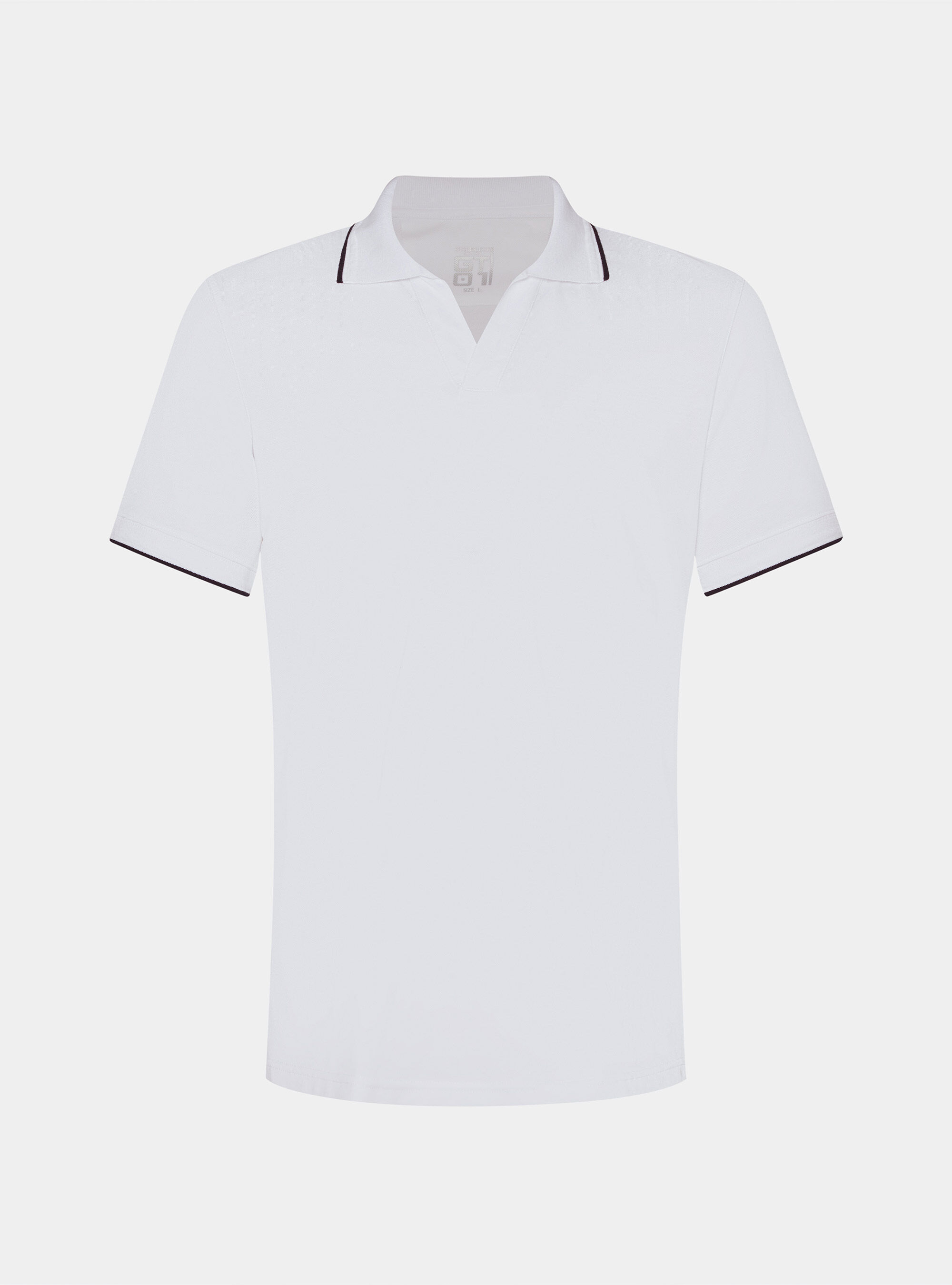 Polo GT01 senza bottoni in piquet stretch, BIANCO