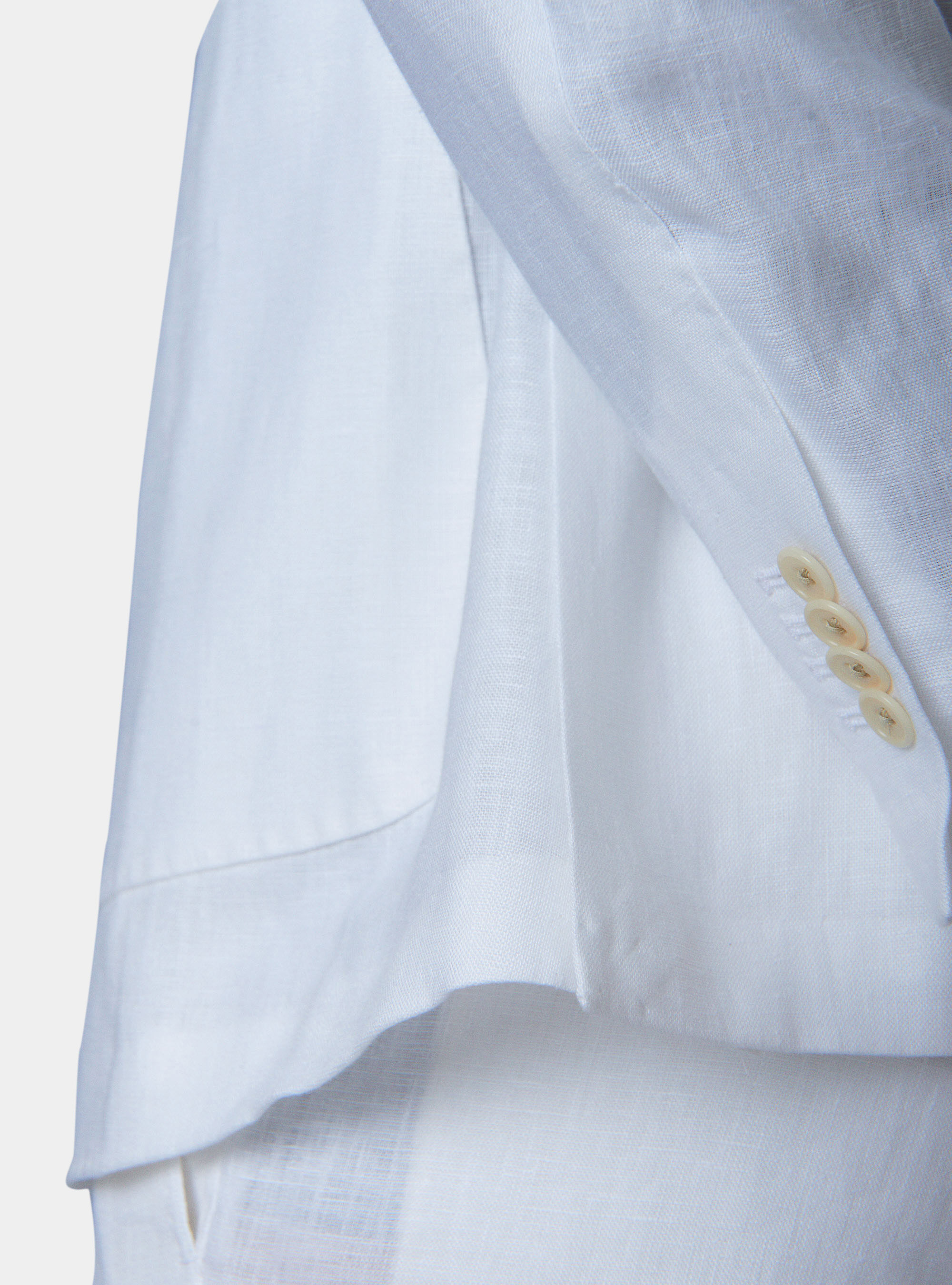 Giacca per abito in lino ritorto con tasche a toppa, BIANCO