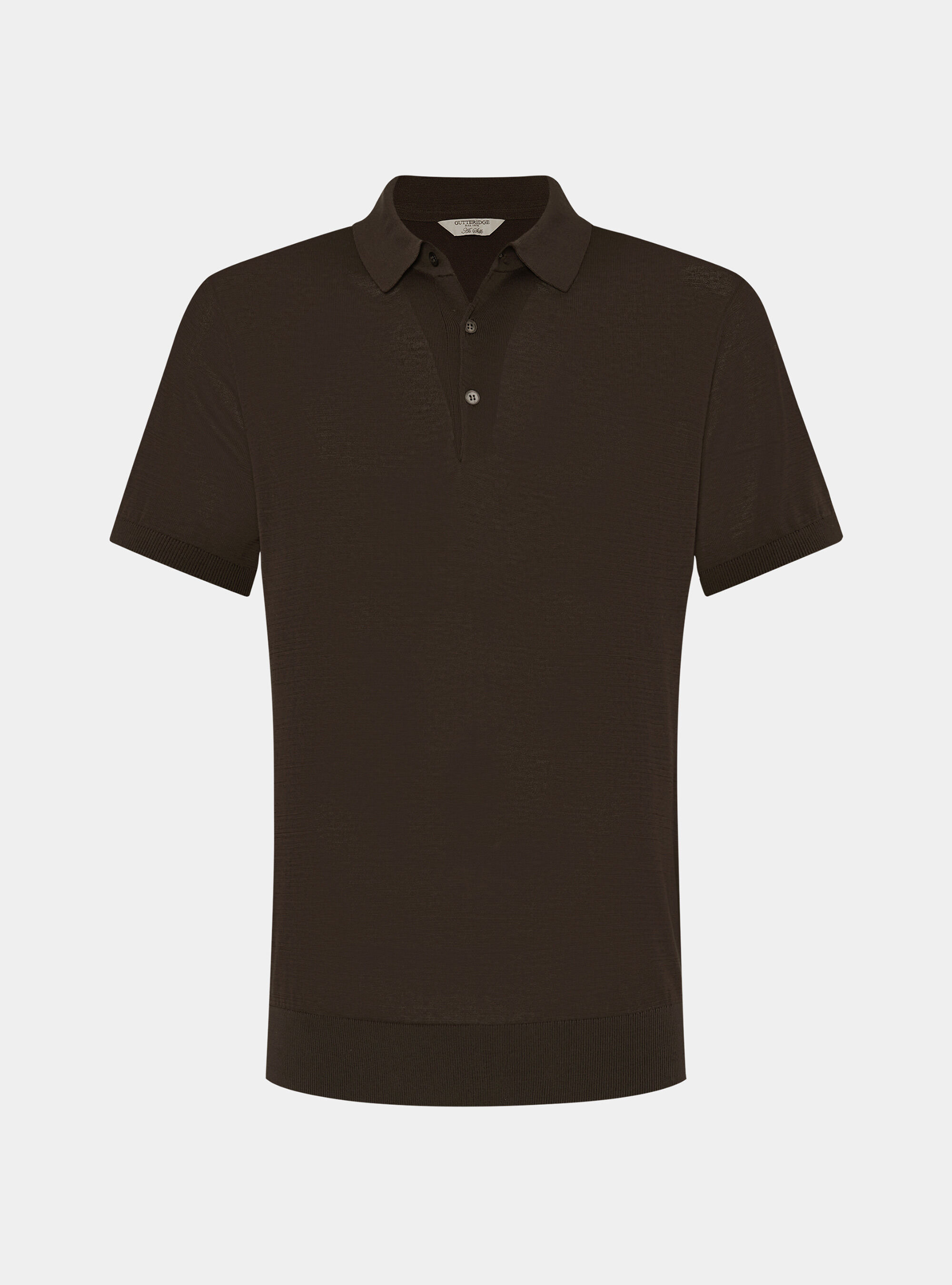 Cotton and silk polo shirt, BROWN