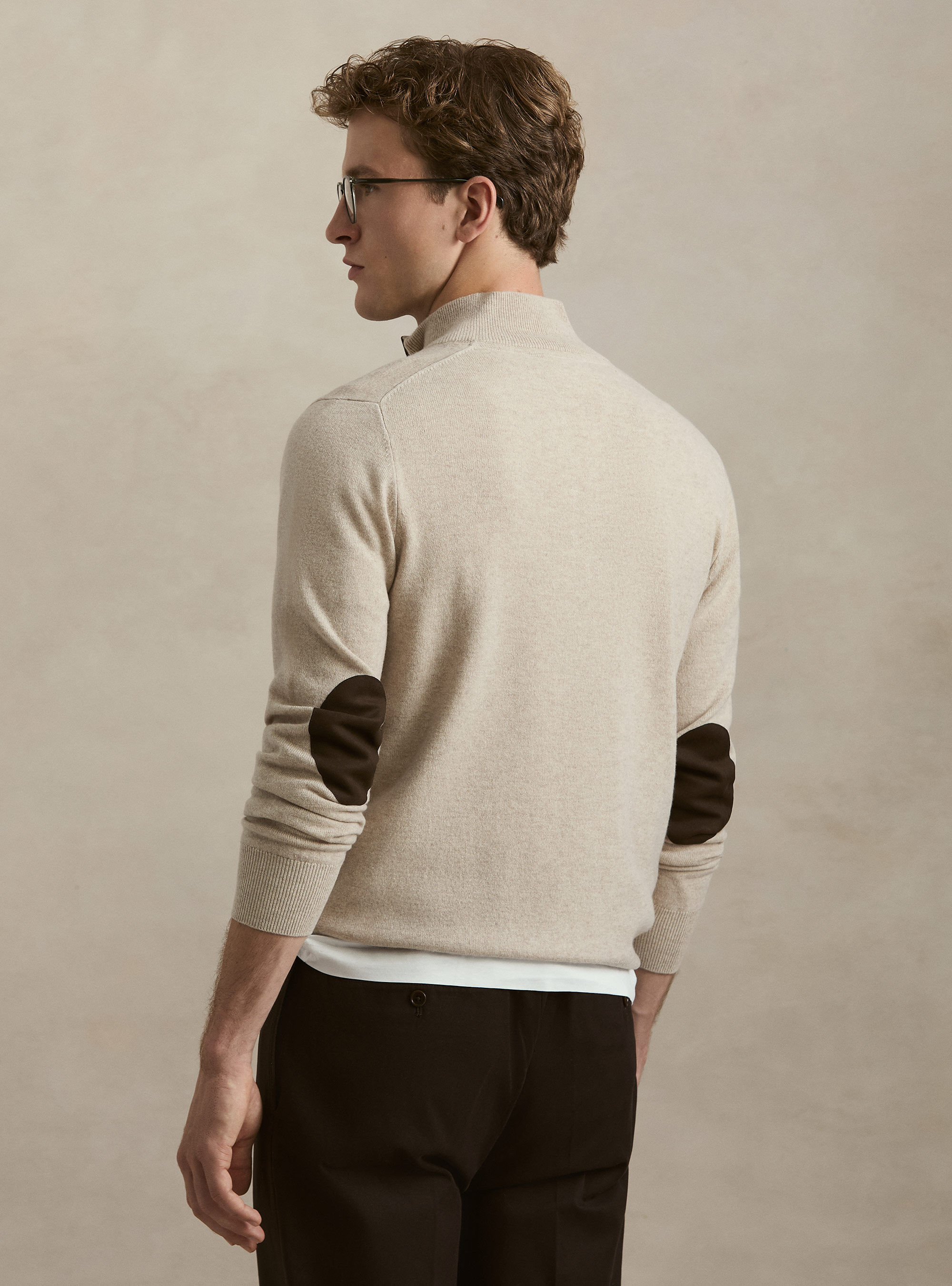 Lambswool-Kaschmir-Troyer mit Rei&szlig;verschluss, ECRU 0560C