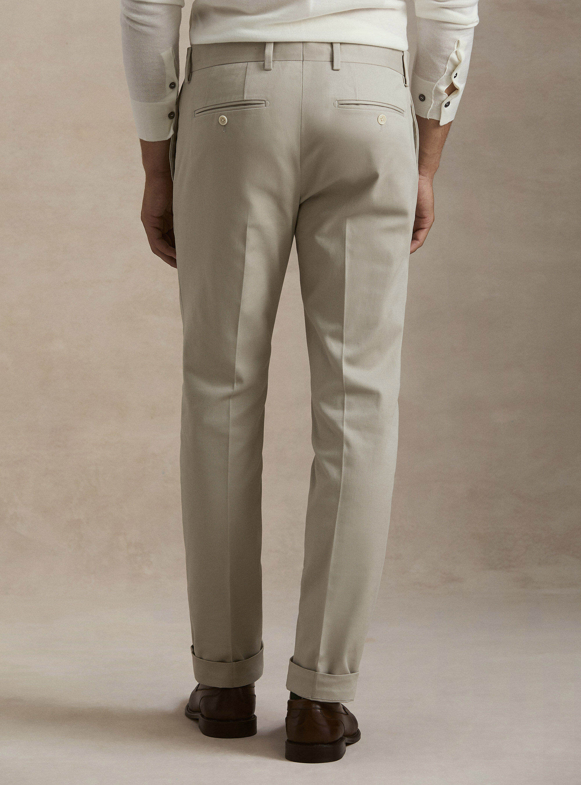 Pantalones de algod&oacute;n esmerilado, CRUDO