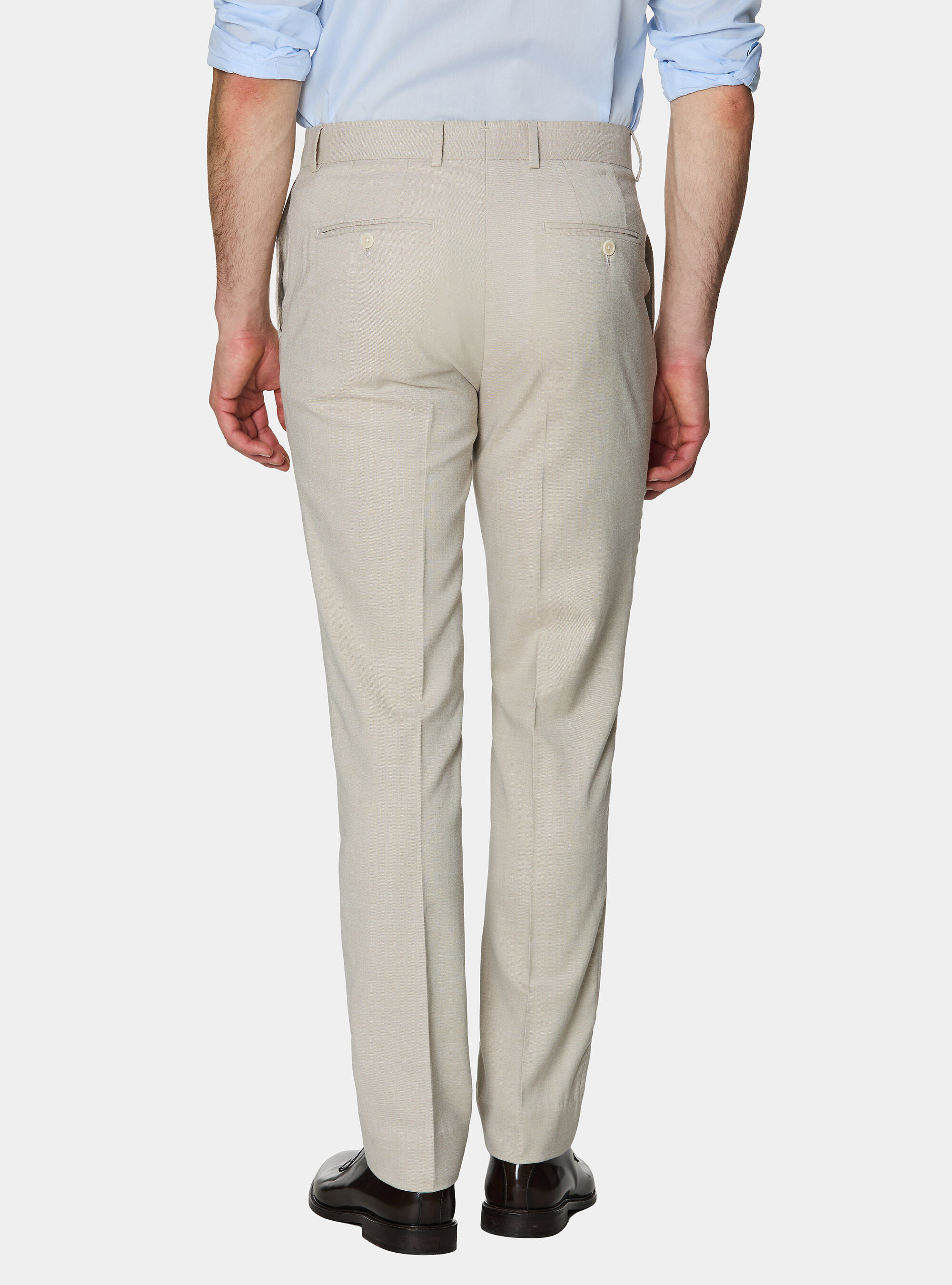 Pantaloni abito in tessuto fiammato, SABBIA