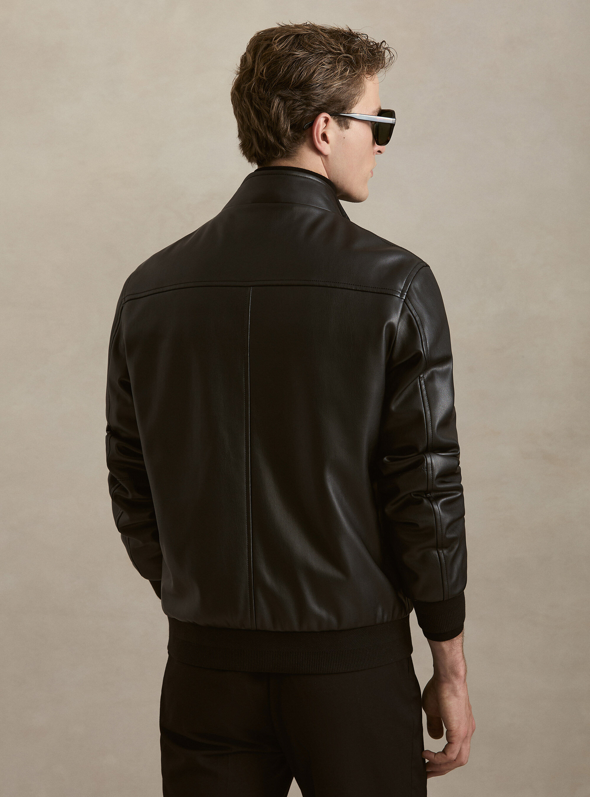 Faux leather jacket, BLACK