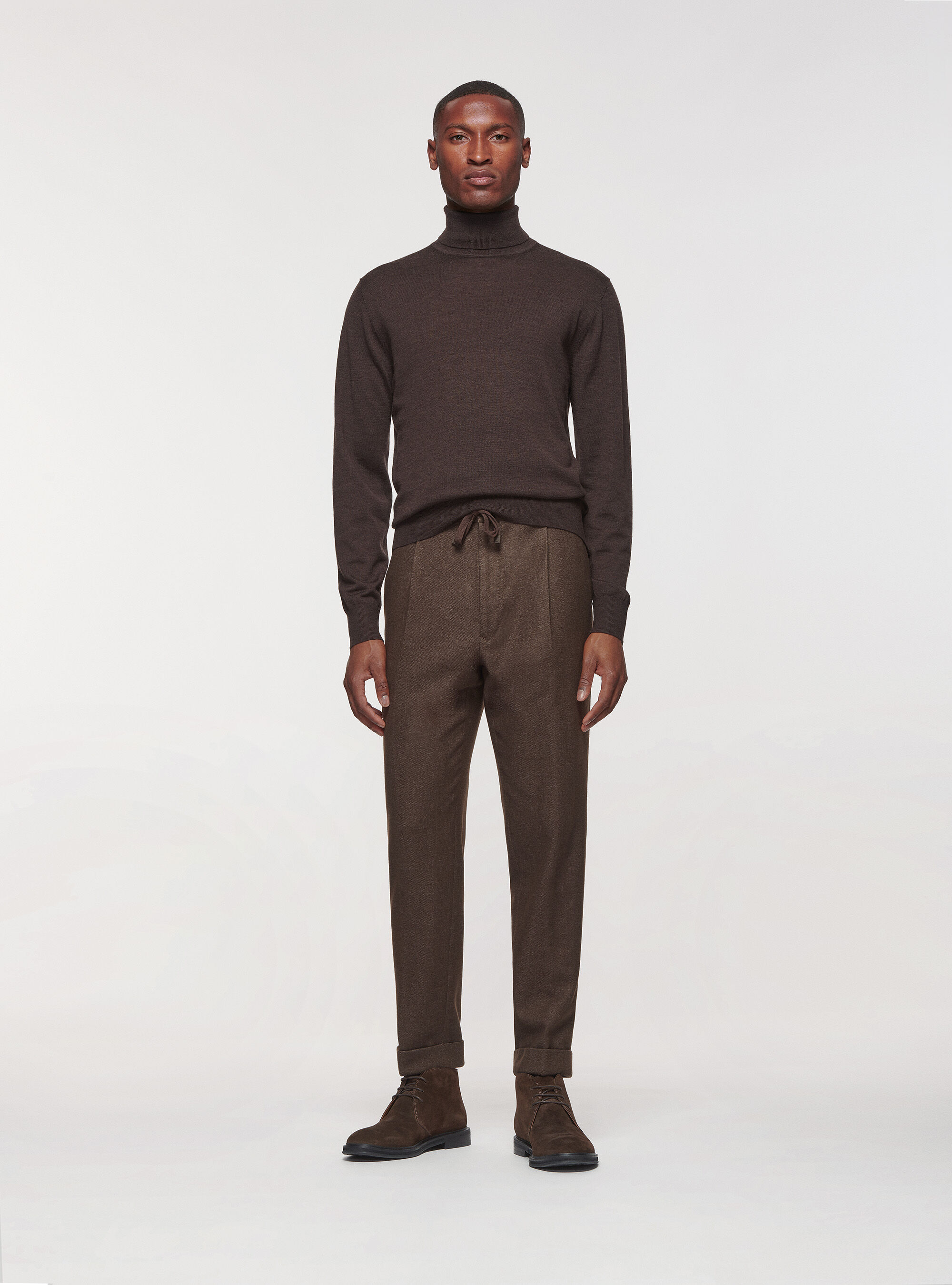 Pantaloni con pinces in flanella di lana Duemilagori