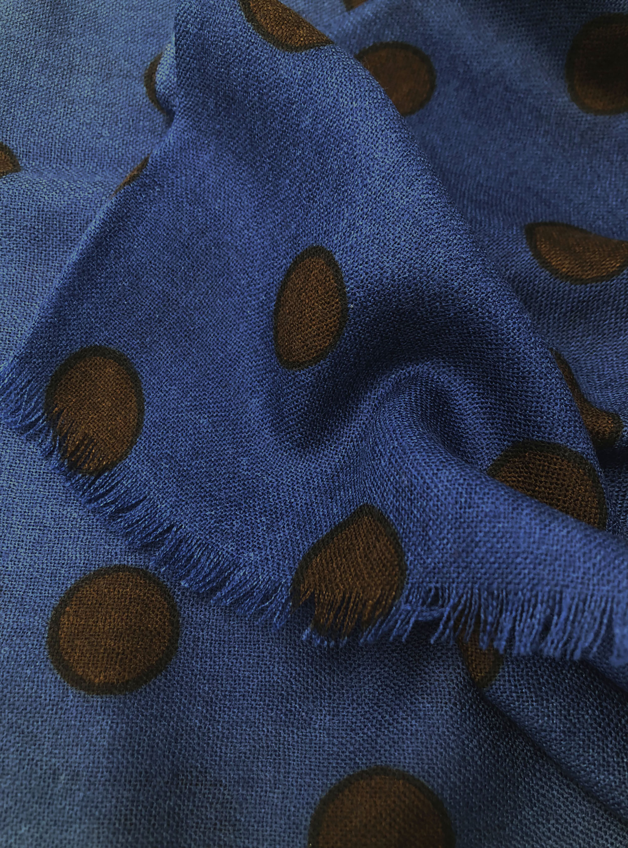 Sciarpa in lana a pois, BLUE