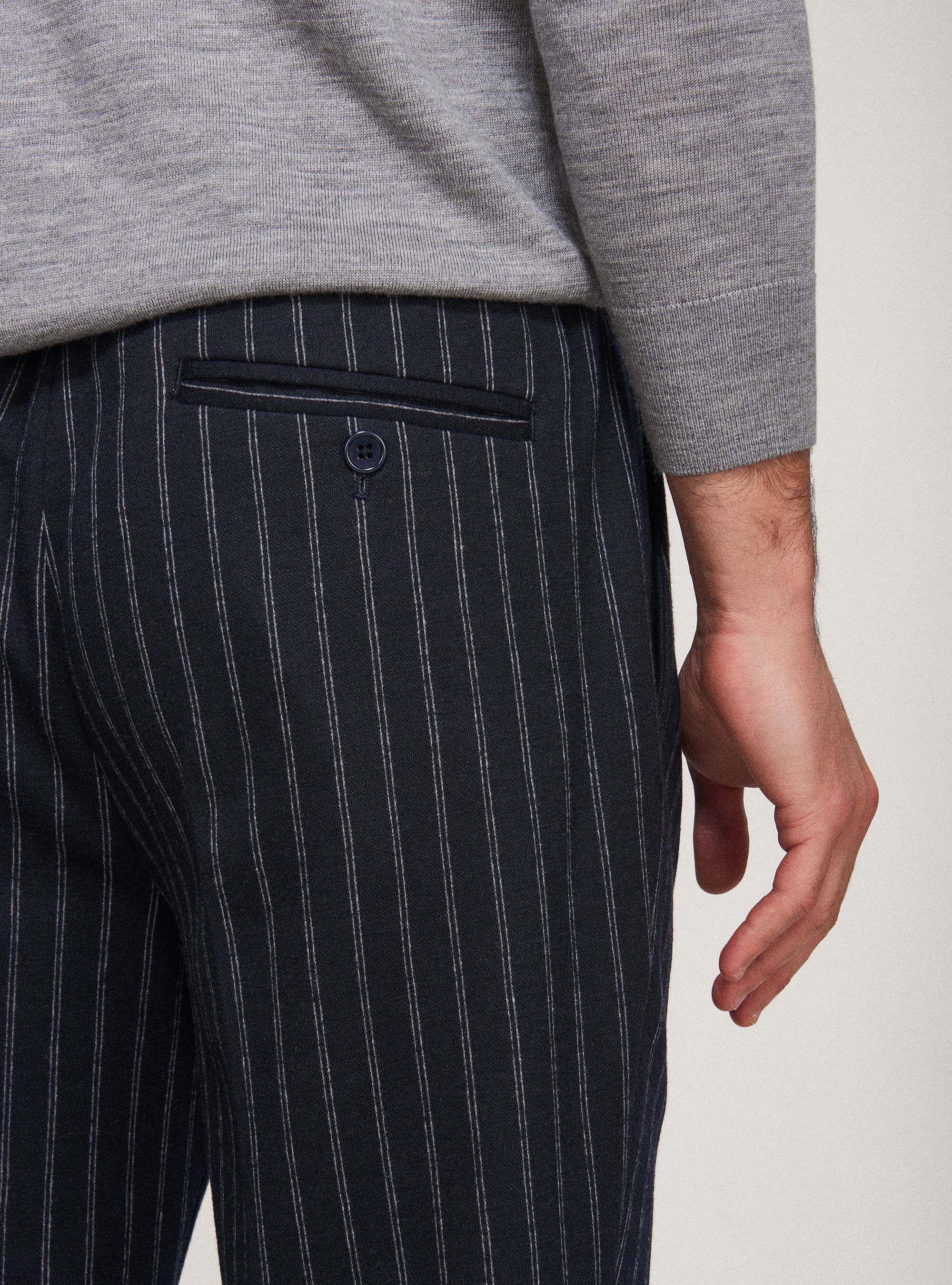Drawstring striped zipper decorated hotsell slim pants