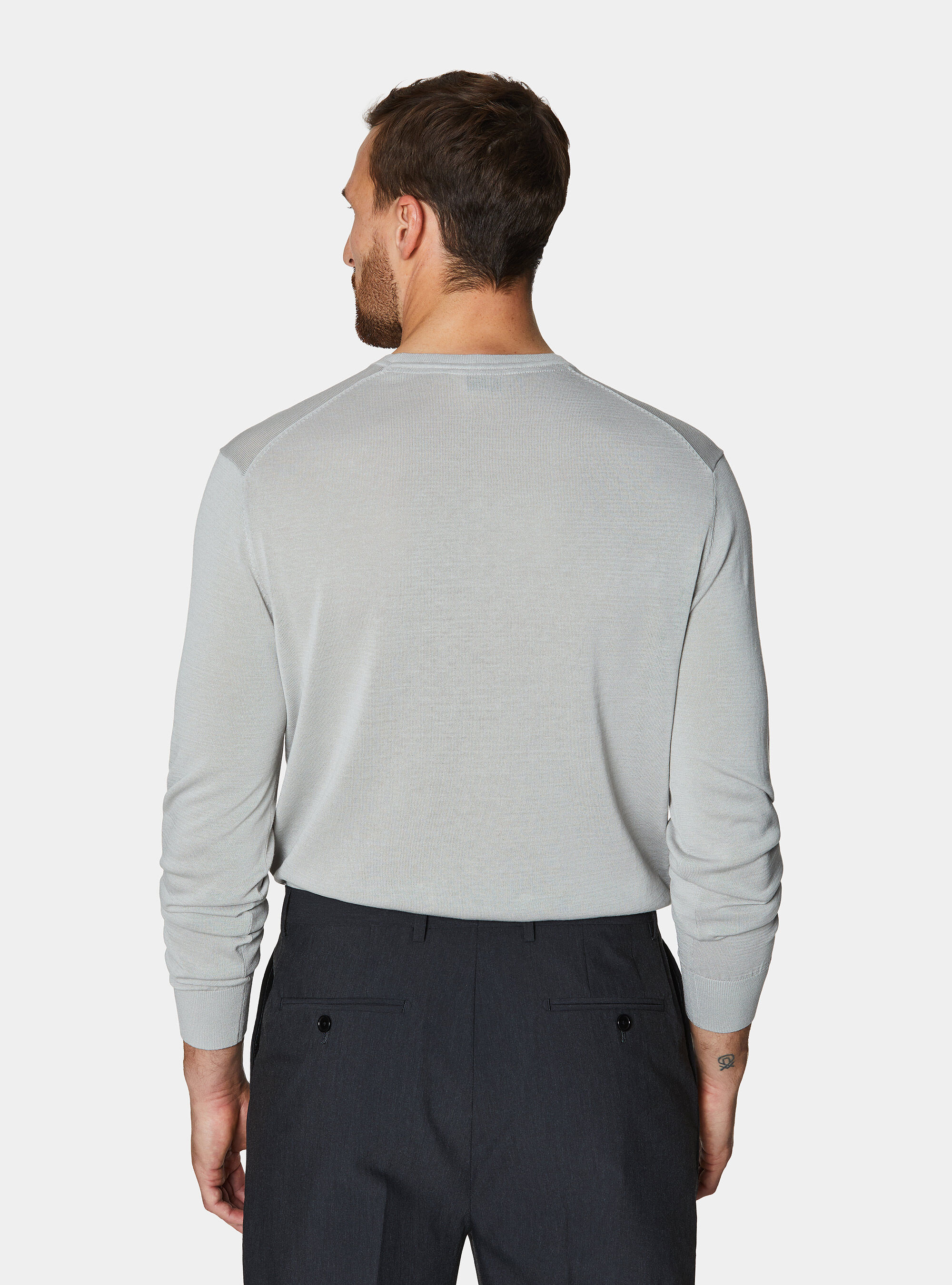 Cotton and silk crew neck sweater, PERLA 0178C