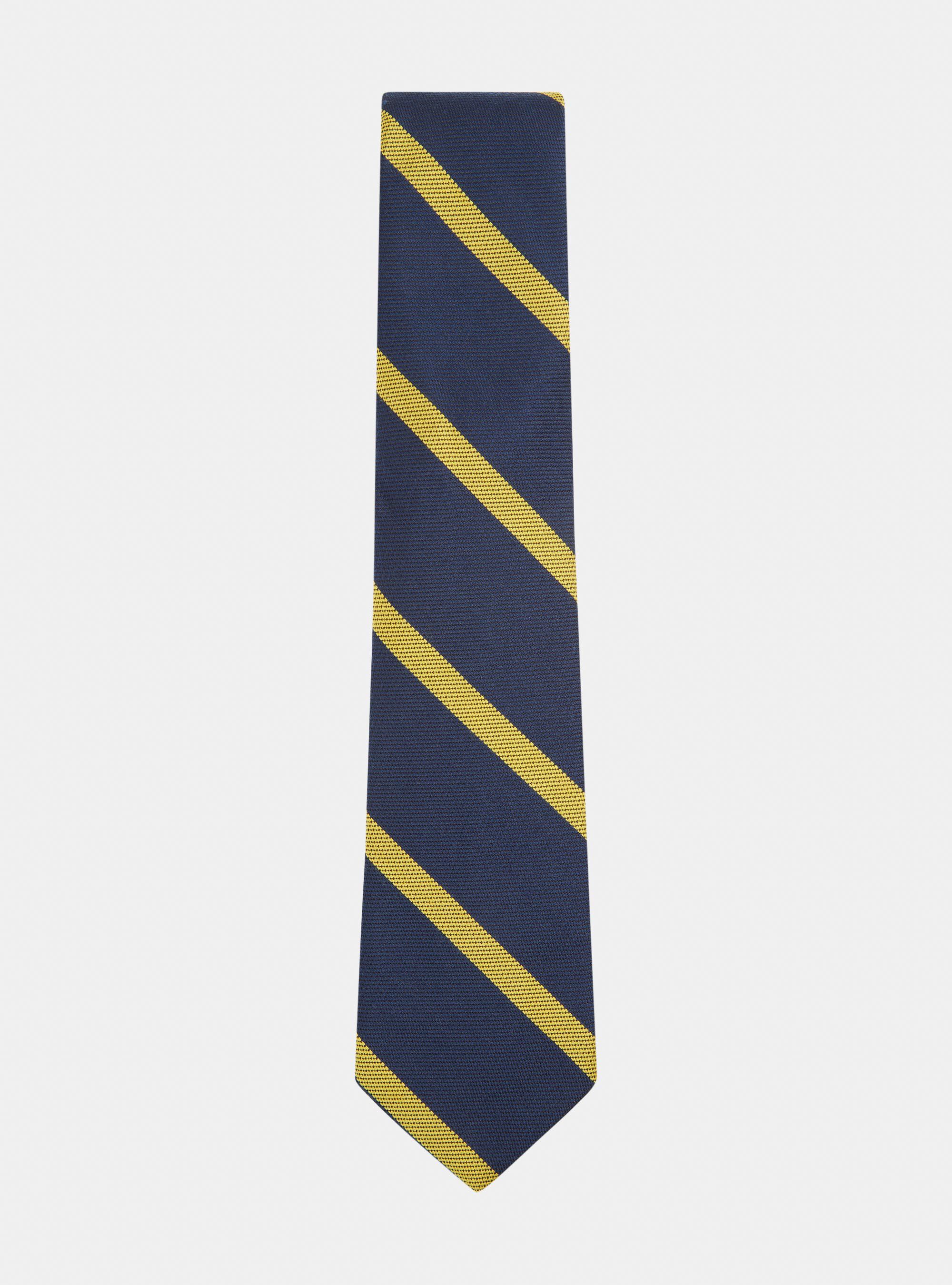 Cravatta in misto seta rigata, BLU NAVY