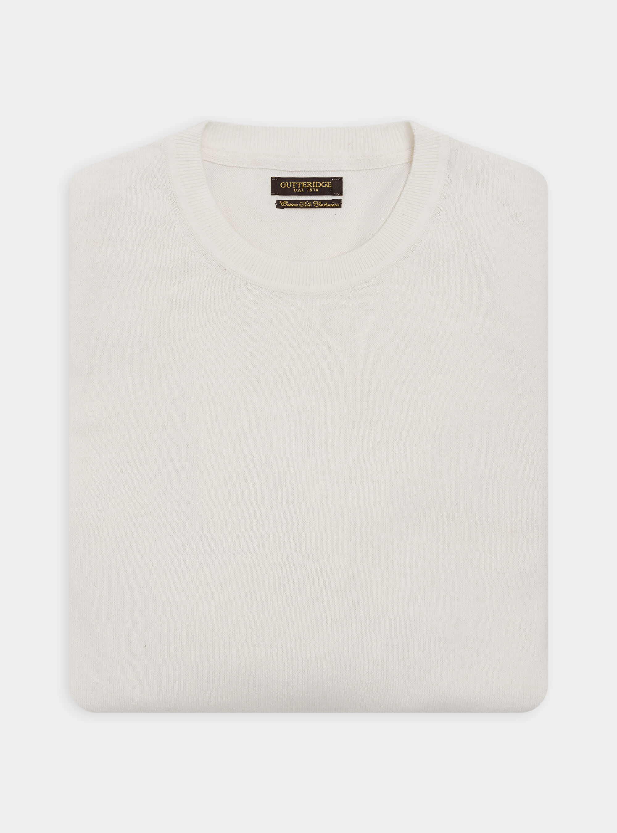 Maglia girocollo in cotone seta e cashmere, BIANCO