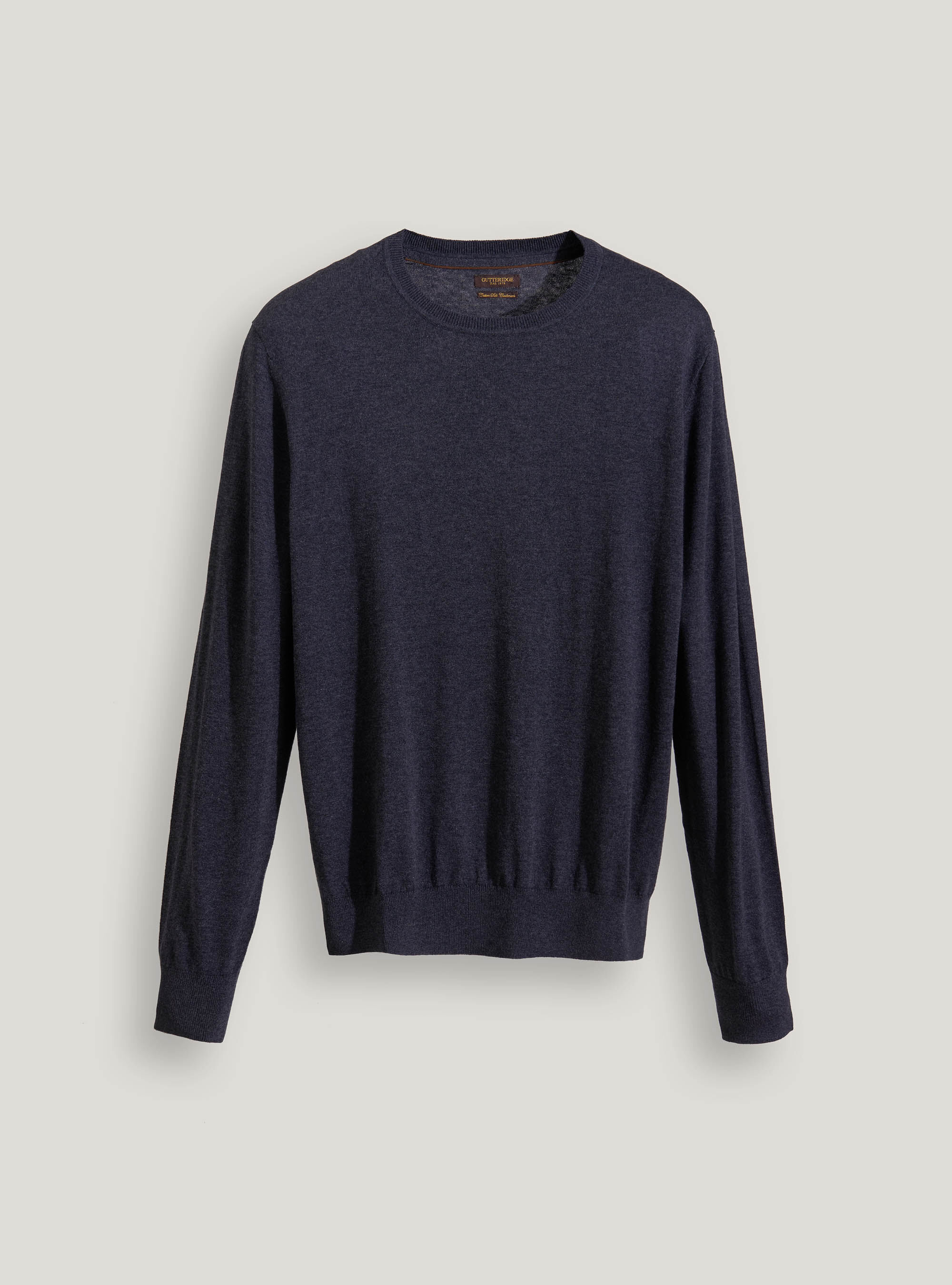 Round-neck cotton silk and cashmere sweater, ASPHALT GREY
