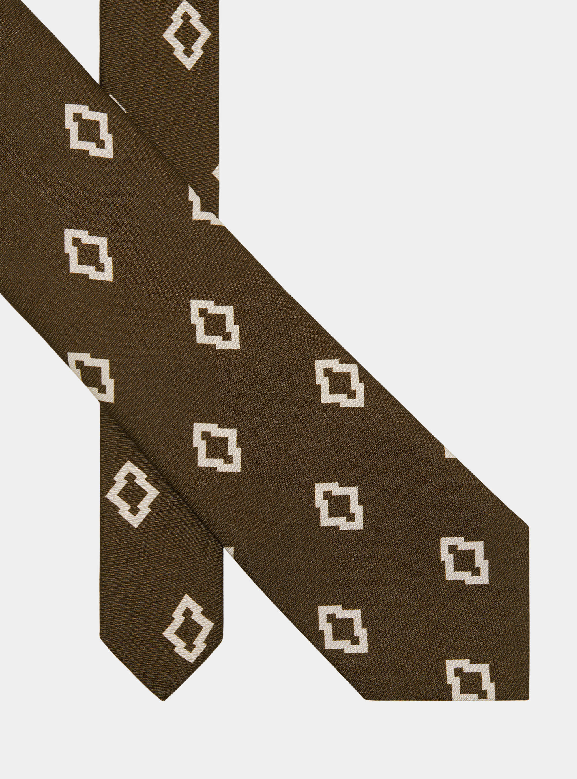 Corbata de seda con estampado &eacute;tnico, MARRON