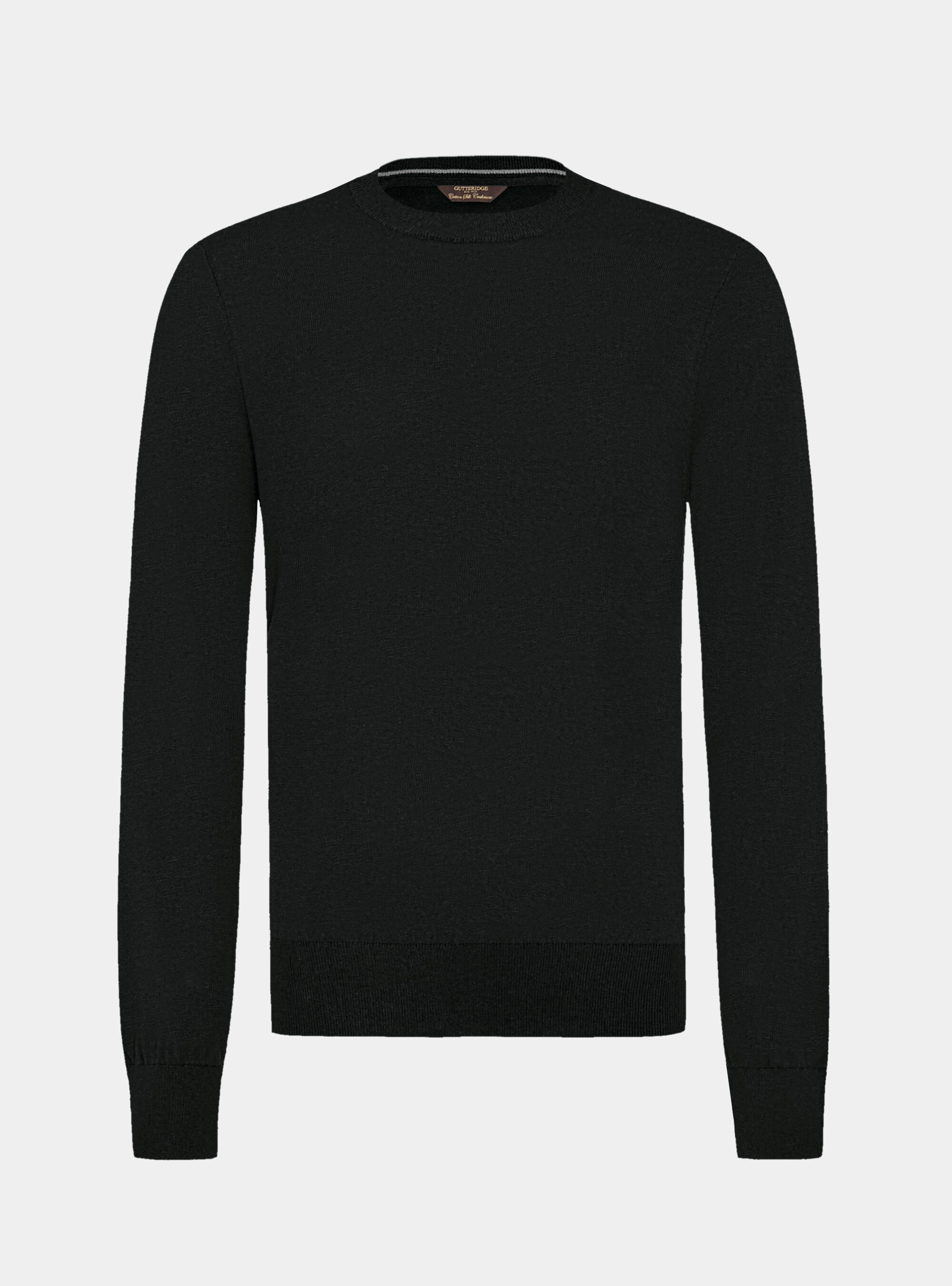Maglia girocollo in cotone seta e cashmere, NERO