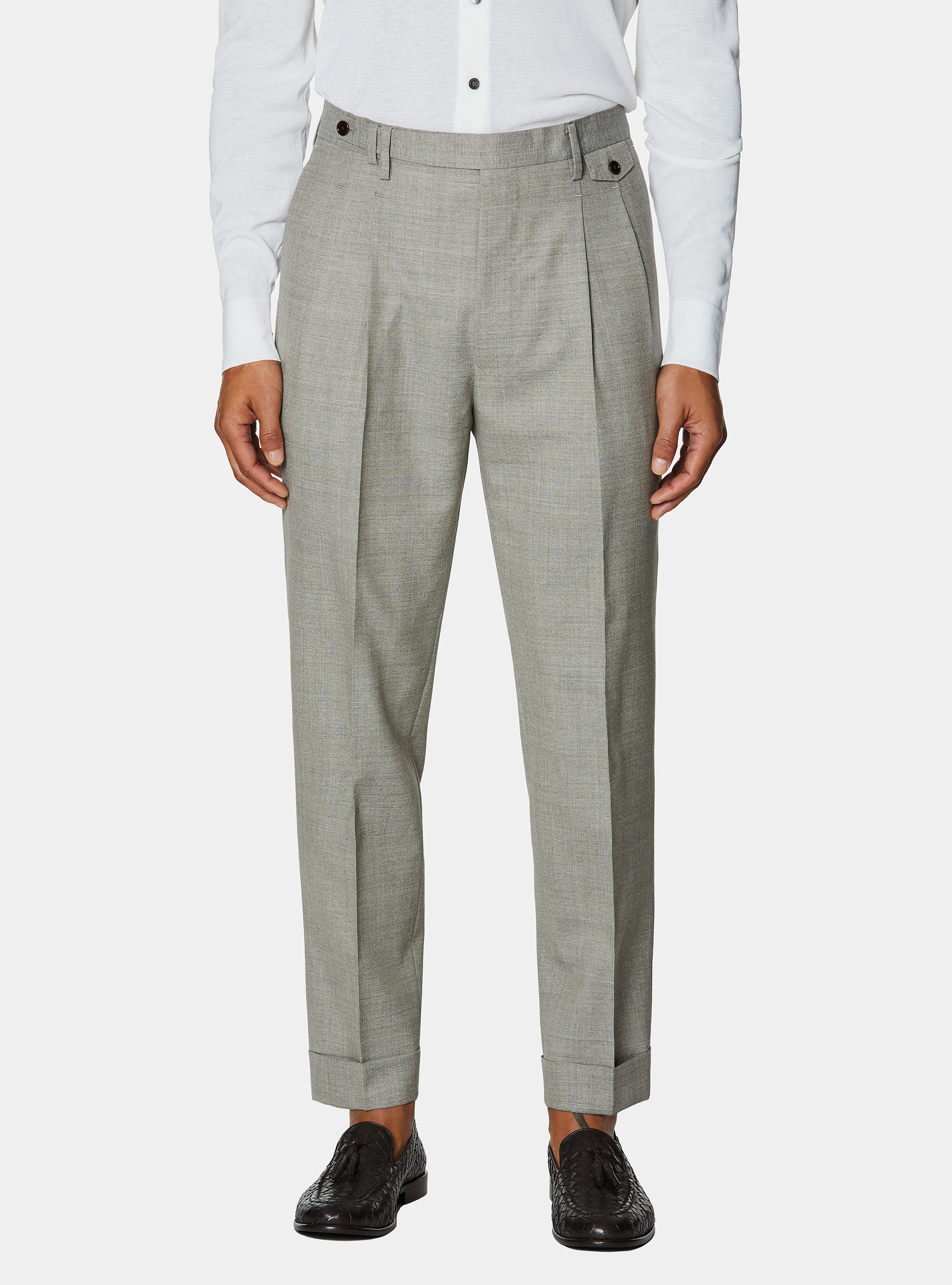 Vitale Barberis Canonico pure wool double pleat trousers