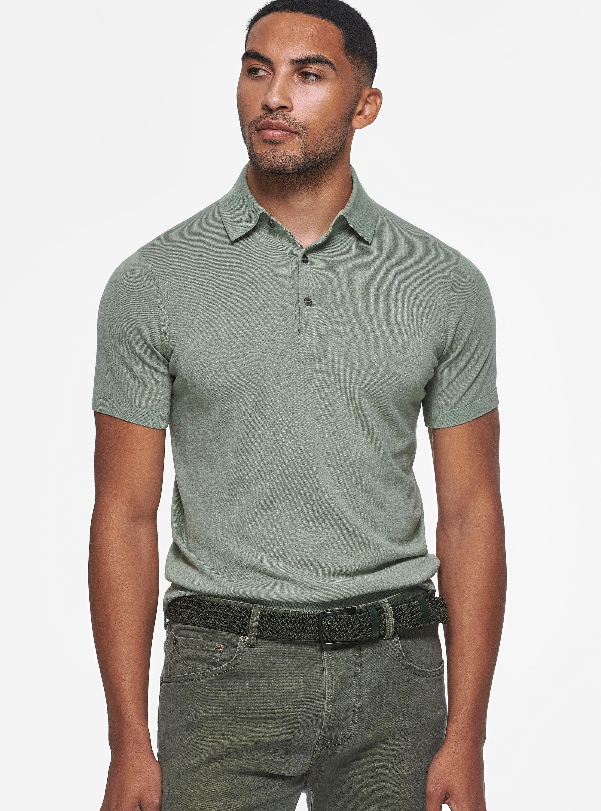 Cotton and silk knit polo shirt