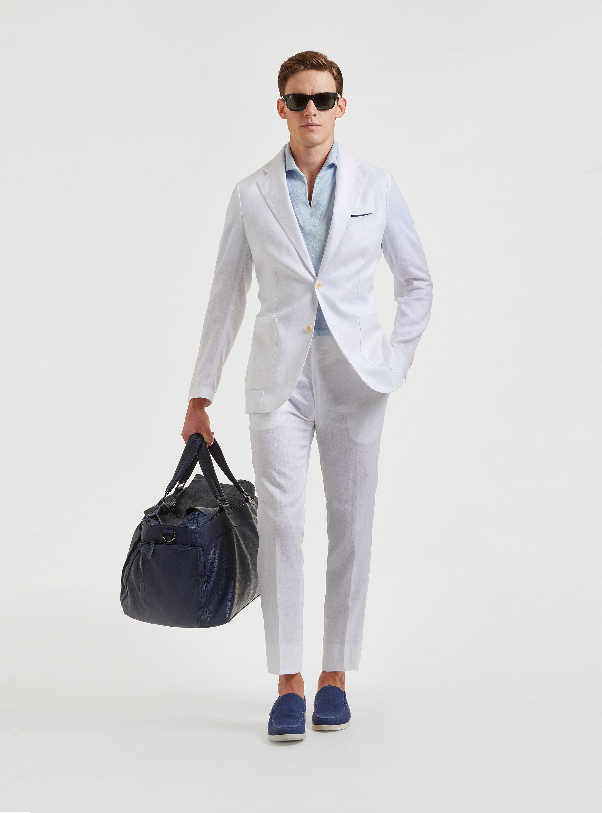 Completo lino bianco uomo top