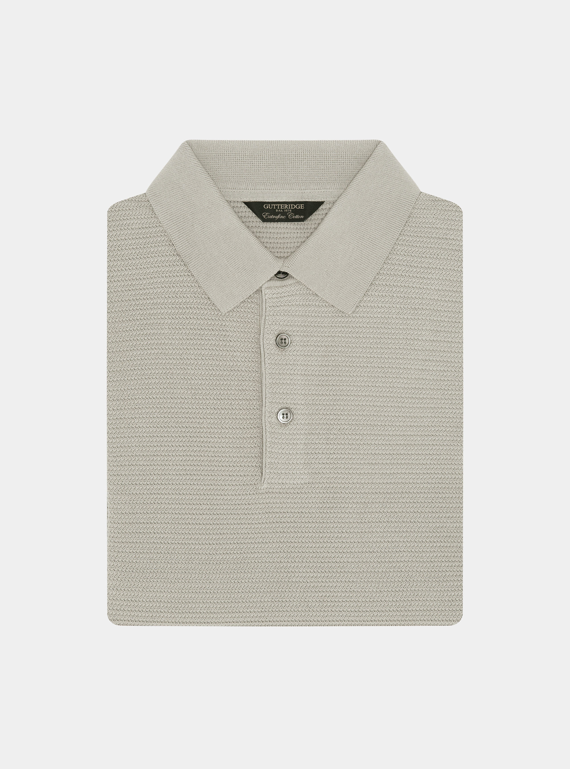 Textured cotton knit polo shirt, SAND