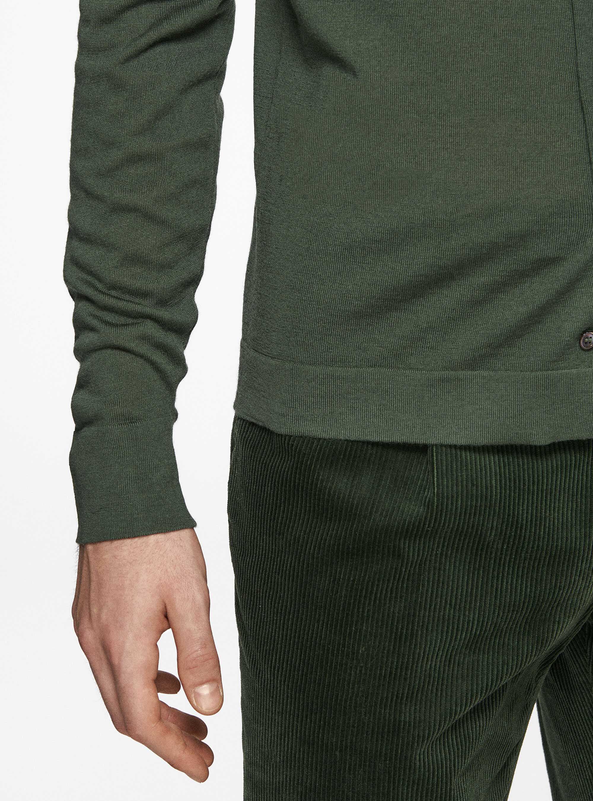 Camicia in maglia in pura lana merino extrafine, MILITARE 0609C