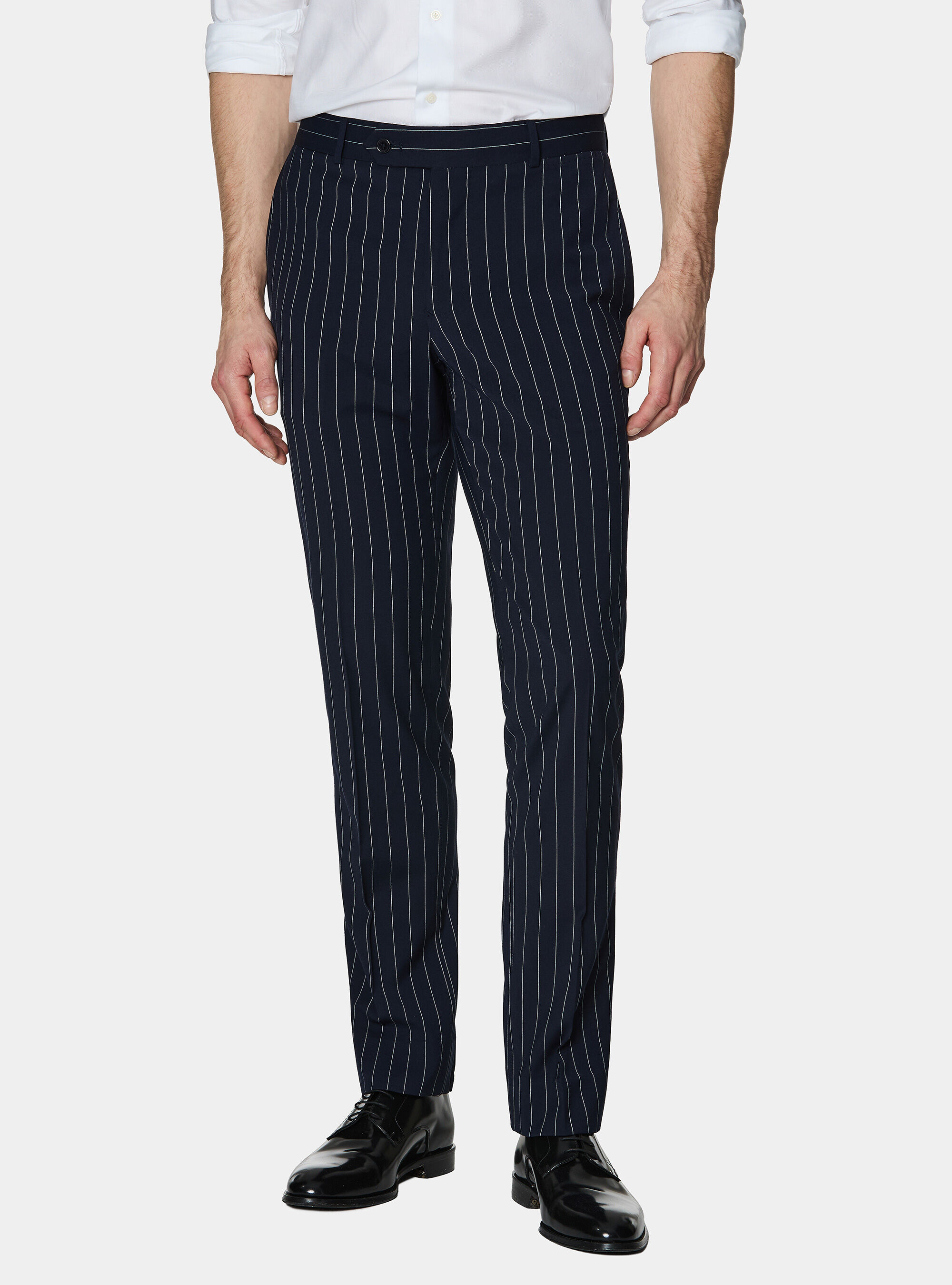 Pinstripe suit trousers, NAVY BLUE