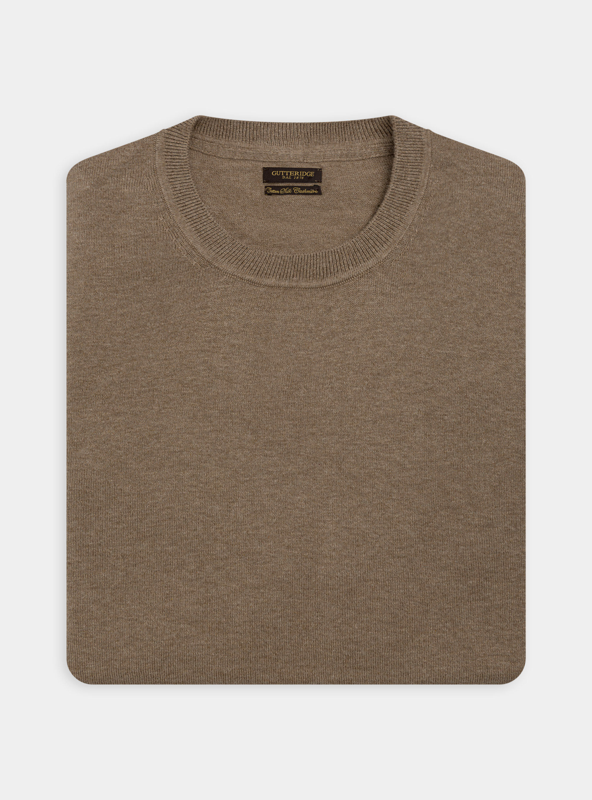 Jersey de cuello redondo de algod&oacute;n, seda y cachemira, BARRO