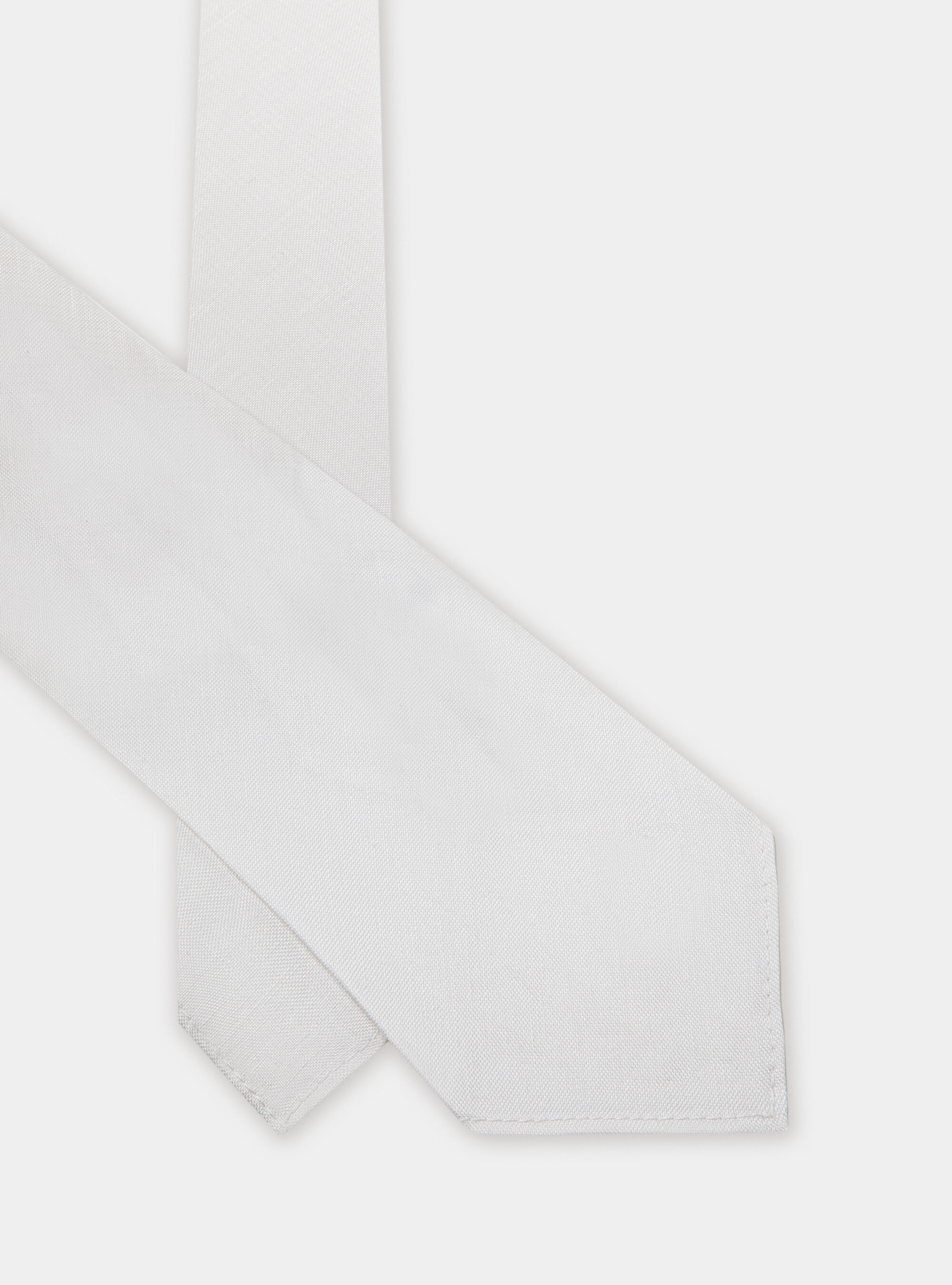 Silk and linen tie, WHITE
