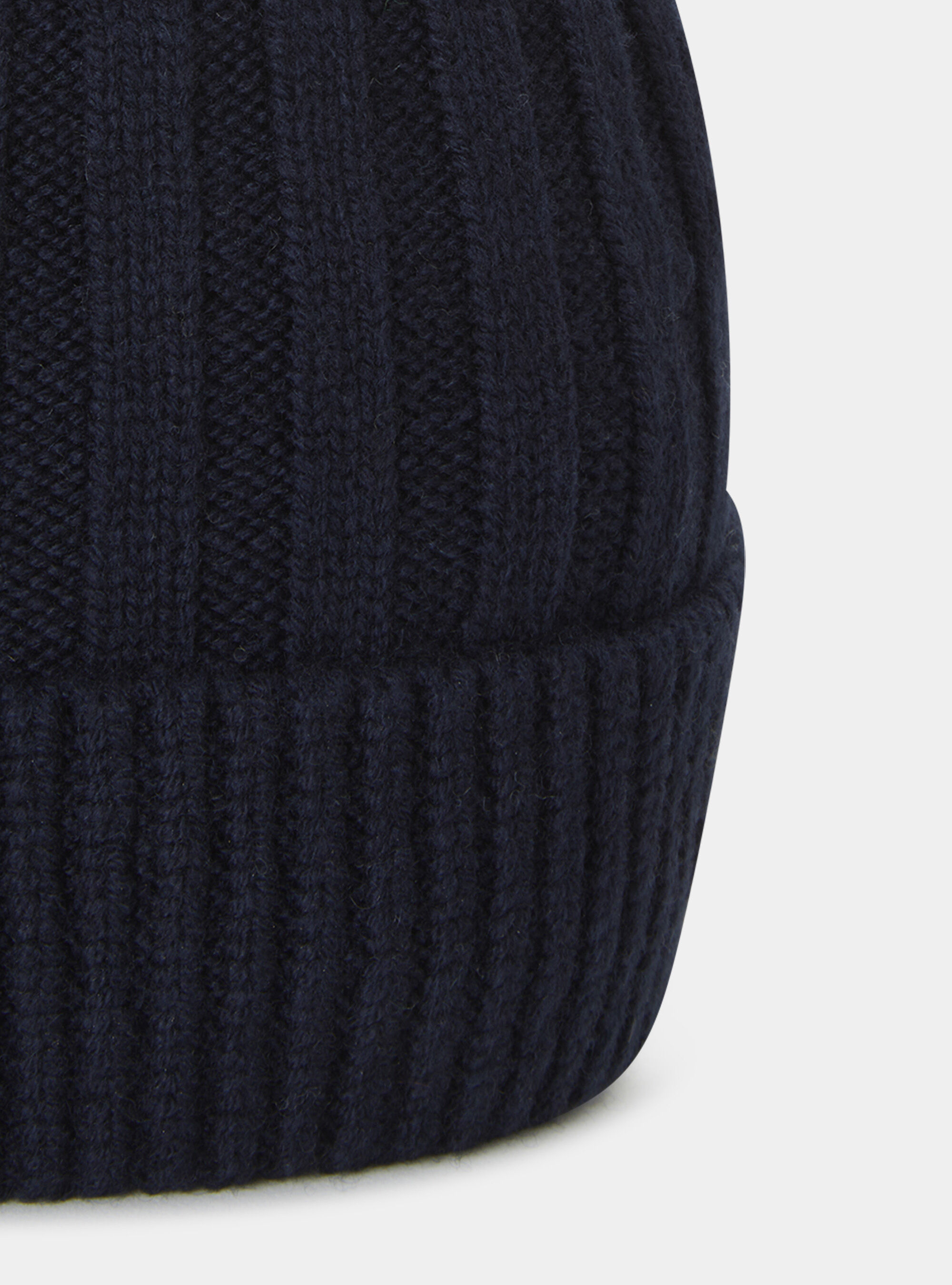 Berretto in lana lambswool e cashmere a costa inglese, BLU NAVY
