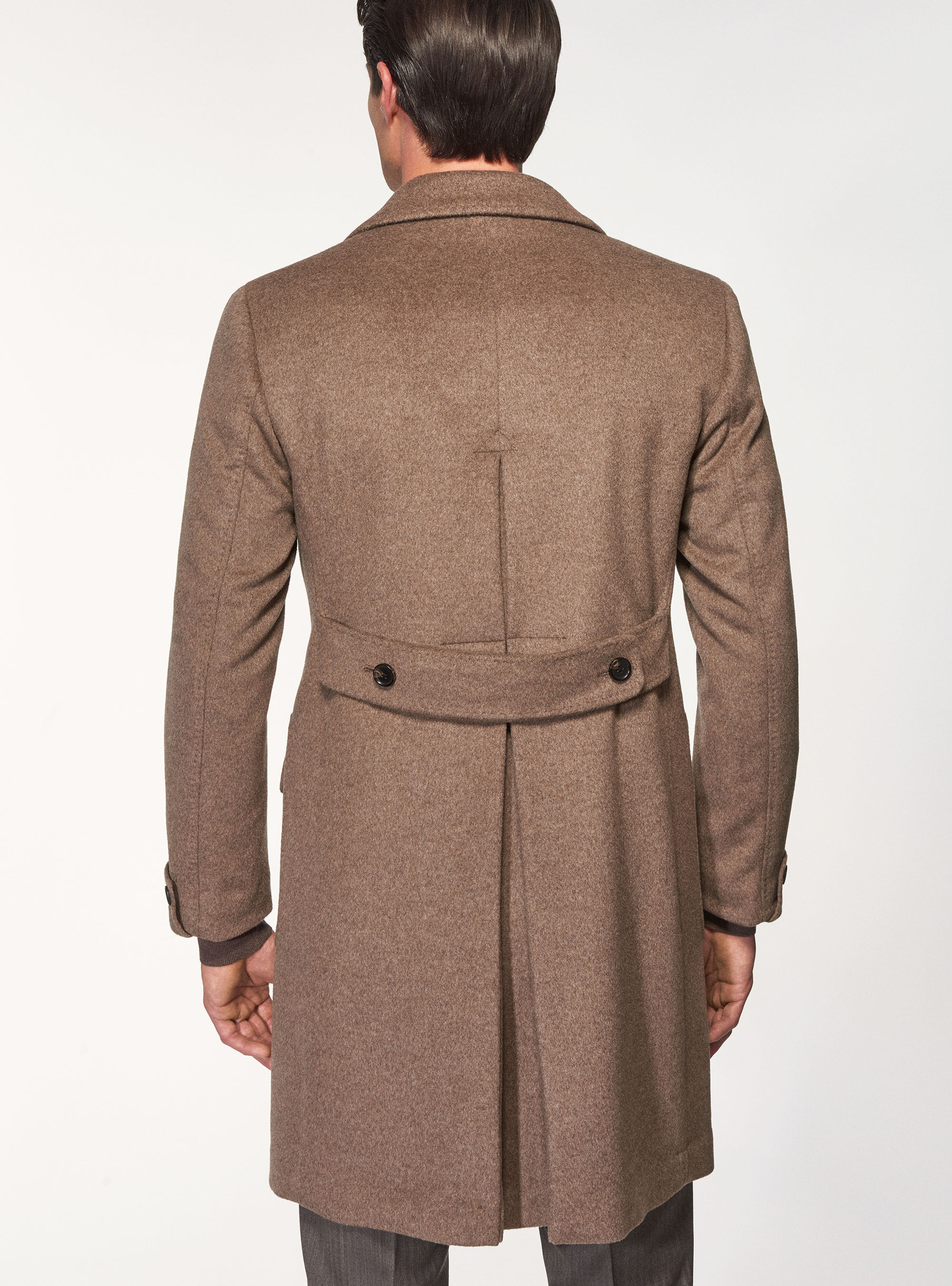 Cashmere wool double-breasted coat, MUD