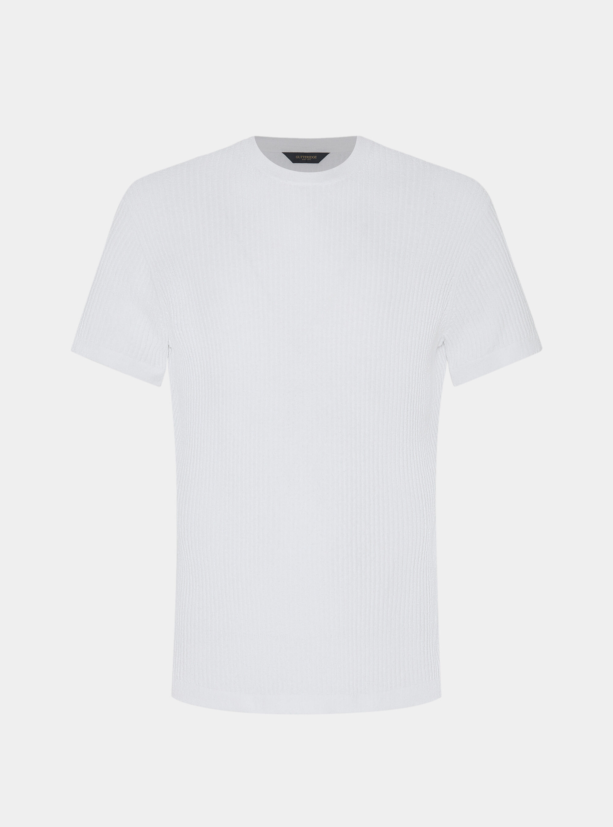 Girocollo in maglia boucl&egrave; a costina, BIANCO