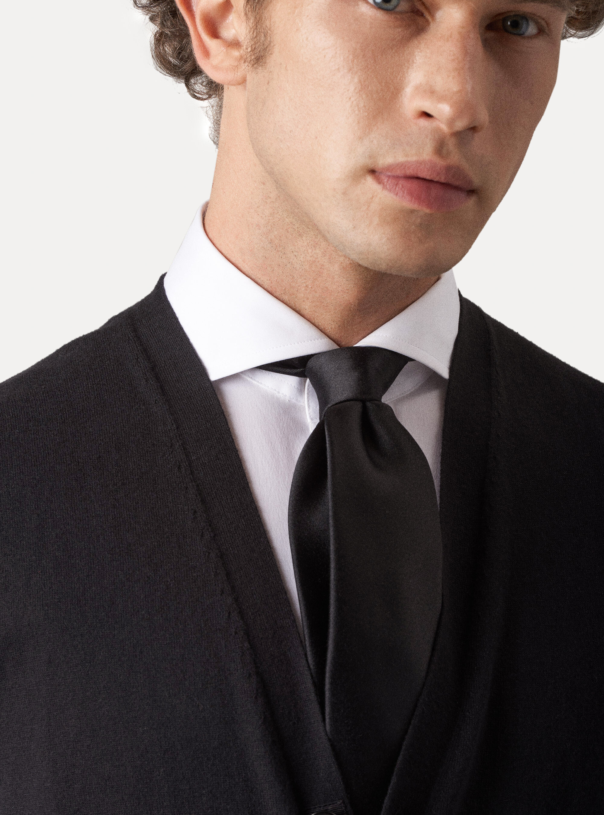 Cotton silk and cashmere knitted waistcoat, BLACK