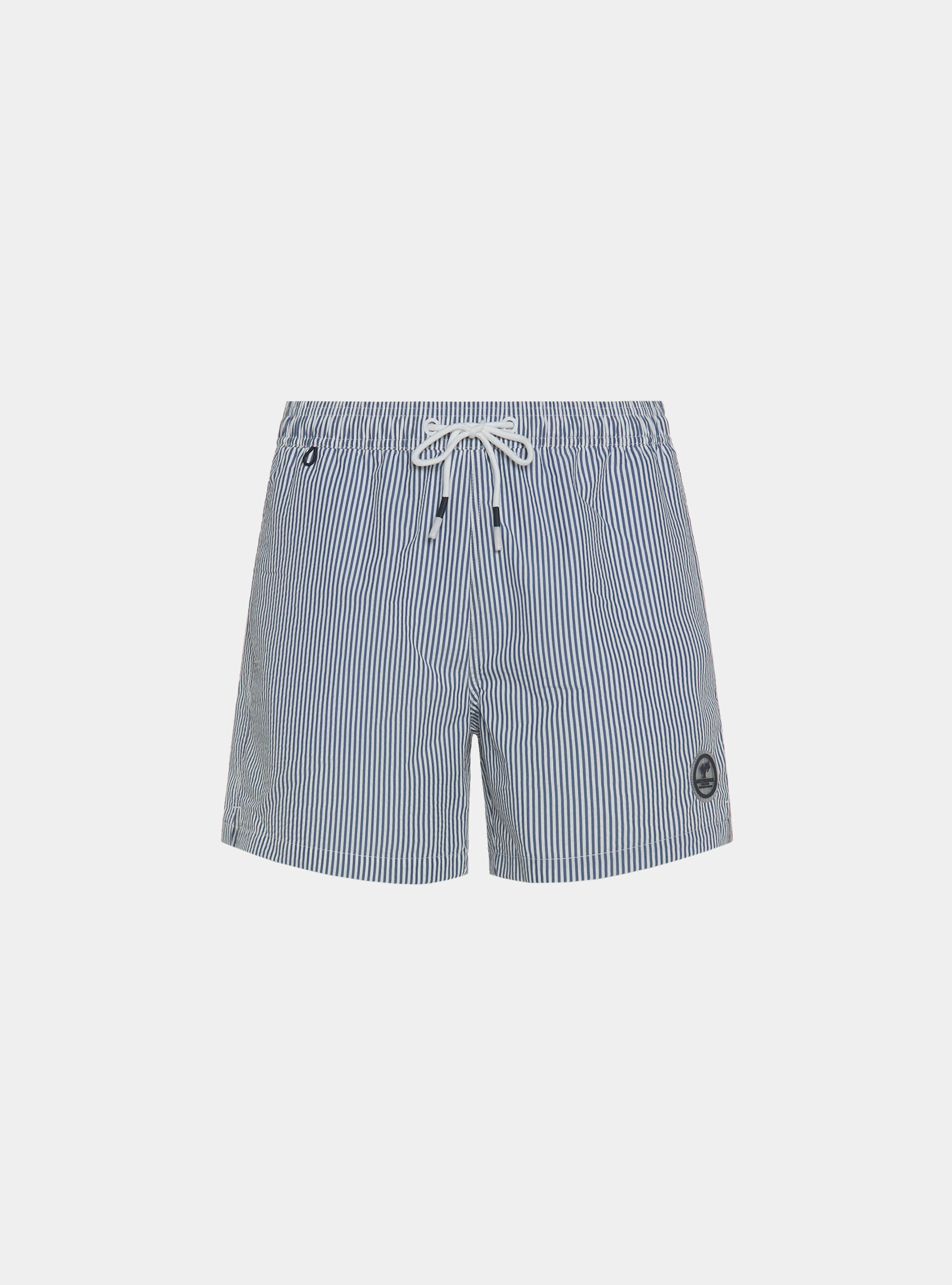 Costume da bagno in seersucker rigato, BLU