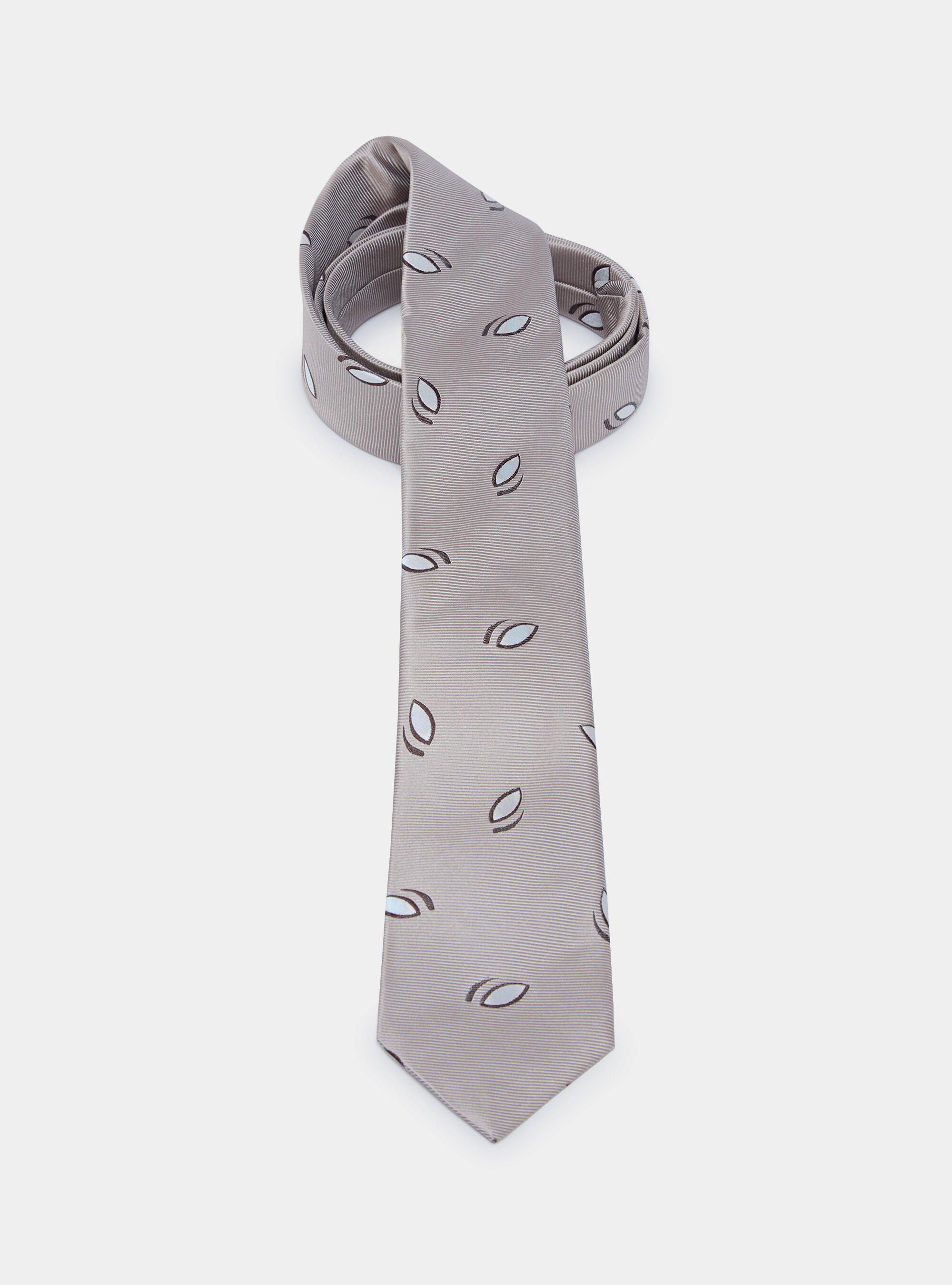 Cravatta in twill di seta a fantasia, FANGO
