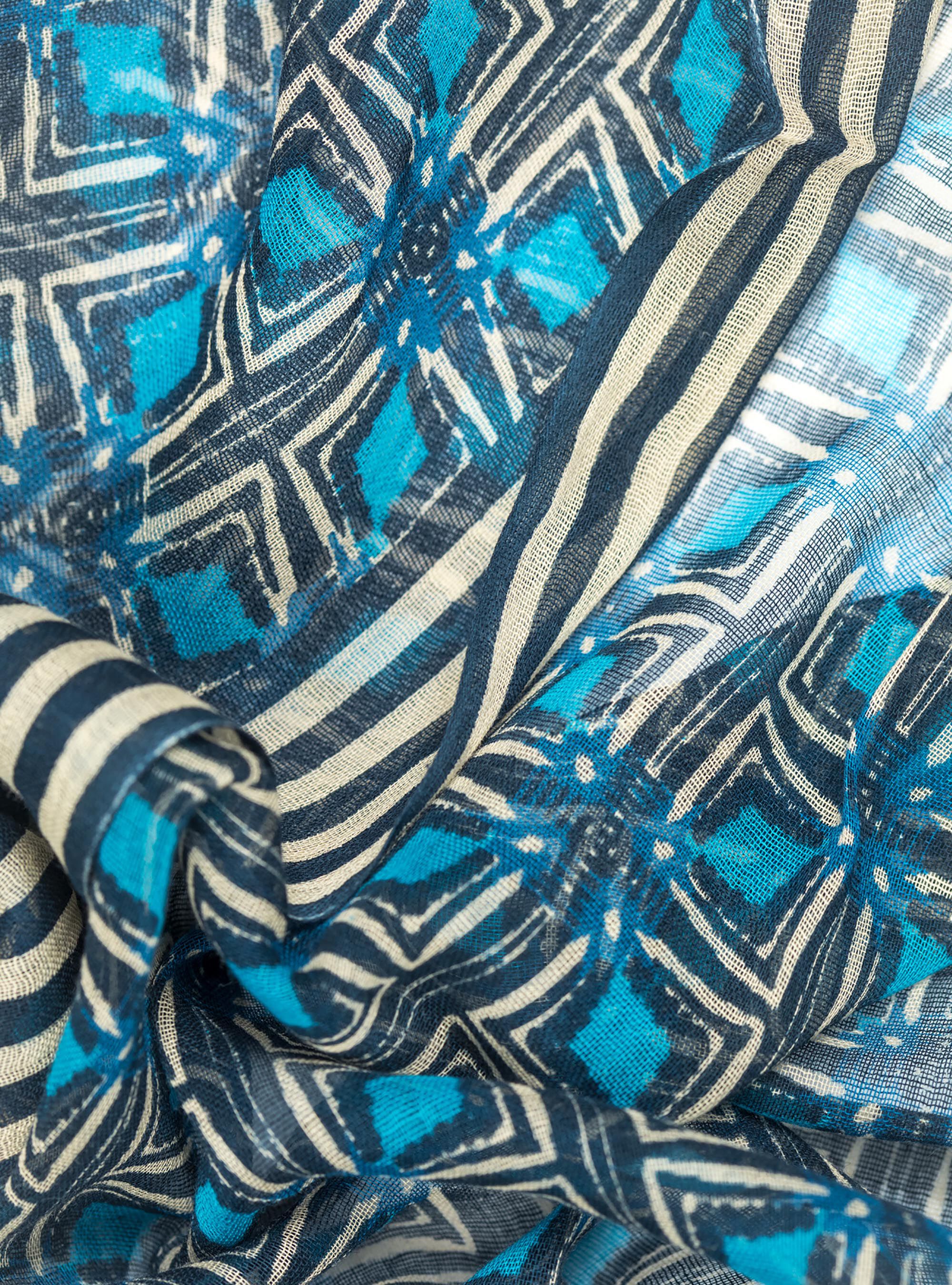 Geometric fantasy scarf, NAVY BLUE