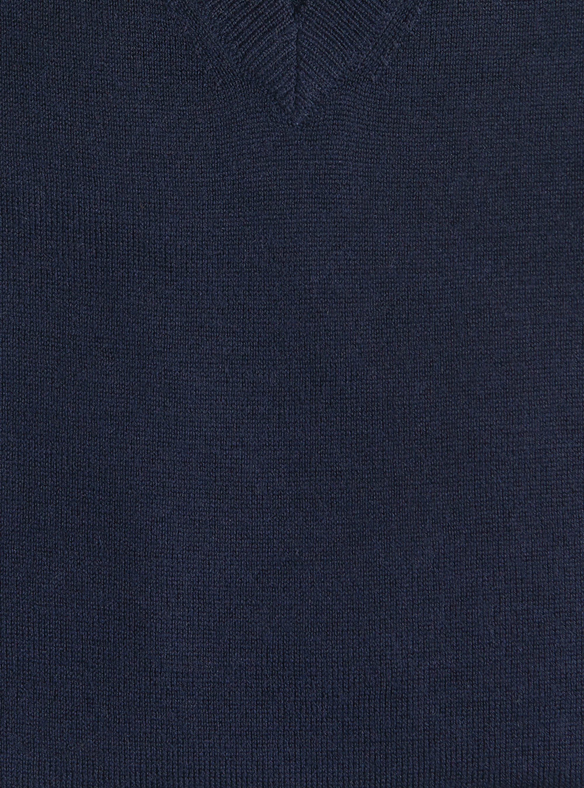 Merino wool V-neck sweater, NAVY BLUE