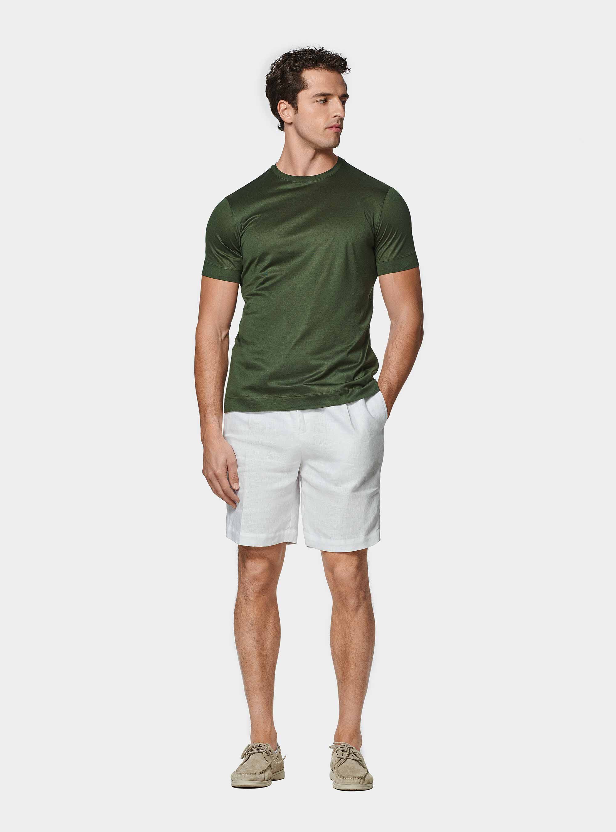 Pure linen bermuda shorts with elastic band | Gutteridge