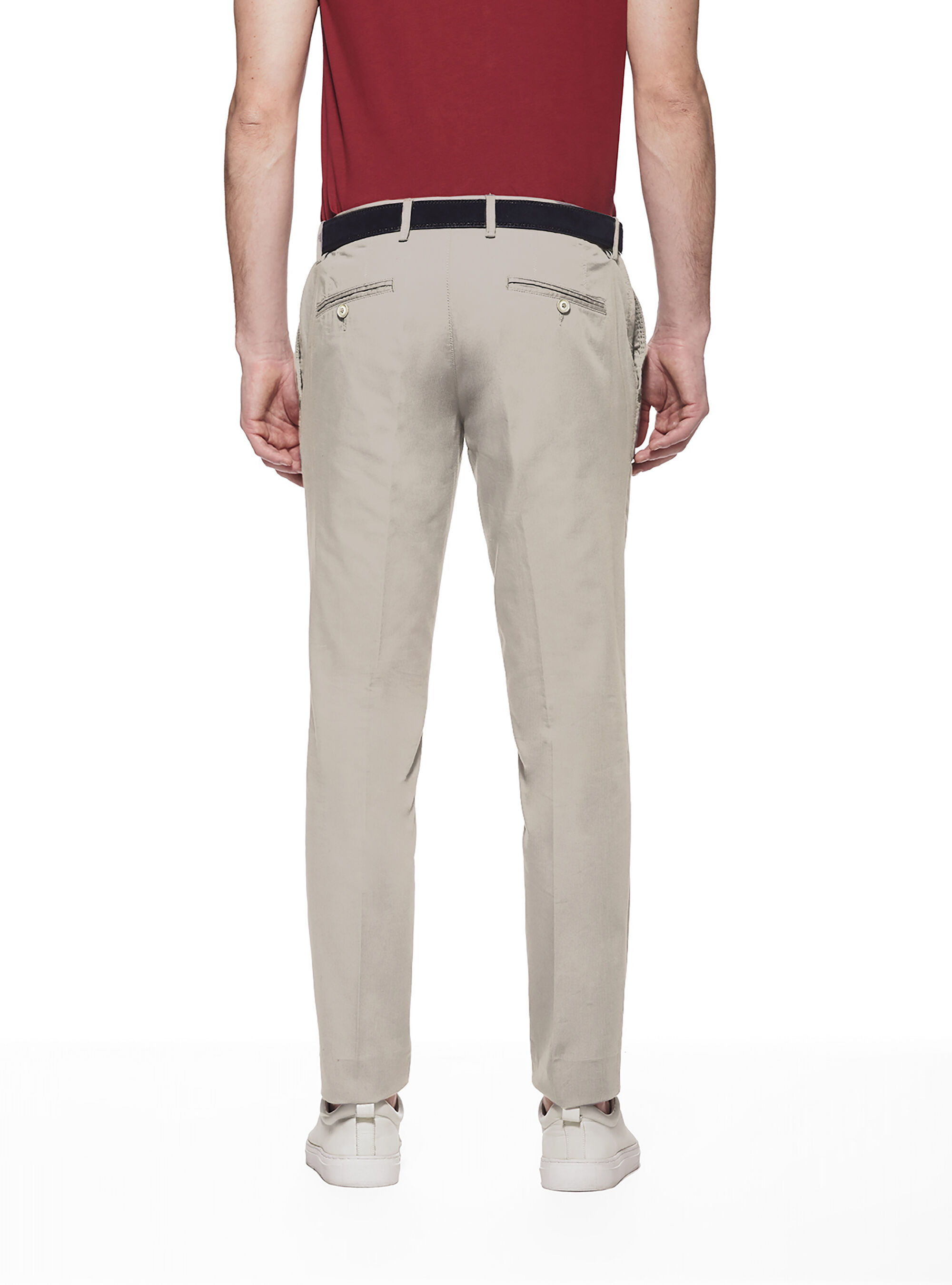 Pantaloni chino in tessuto barrè con cinturino