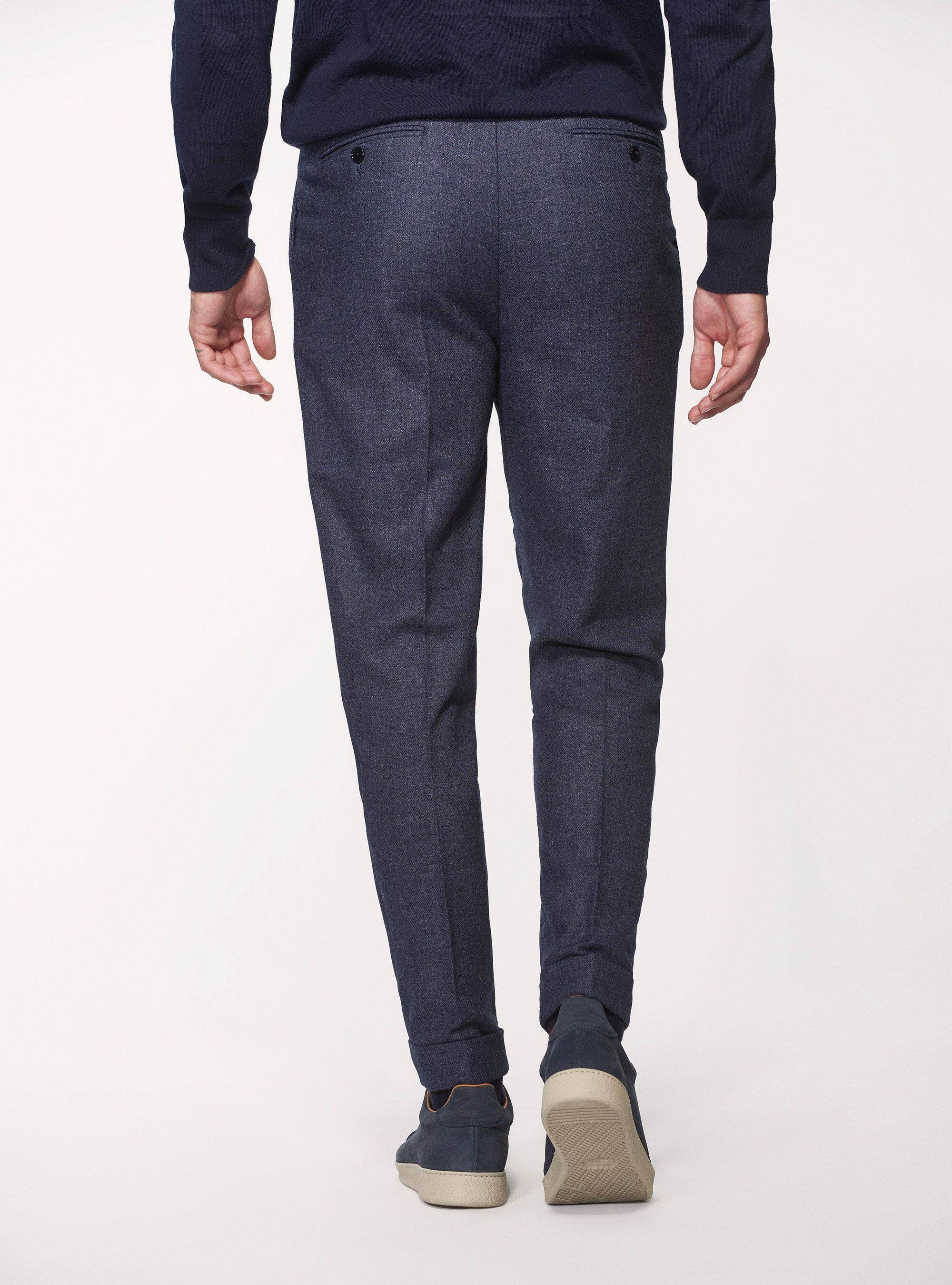 Pantalones de franela con doble pinza, AZUL MARINO