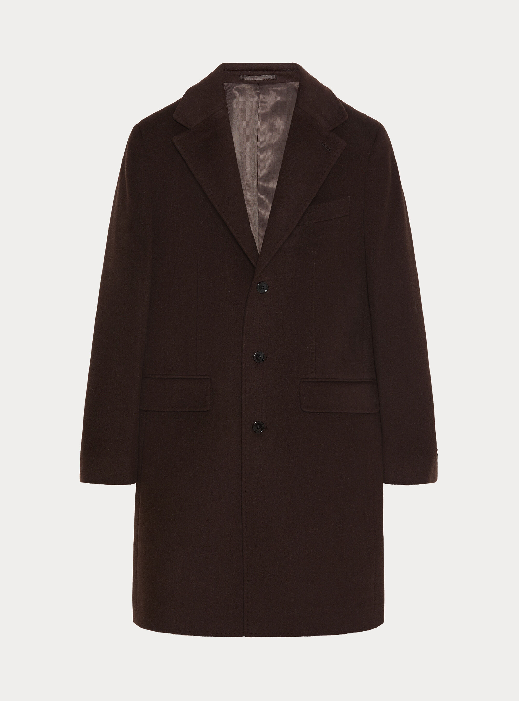 Single-breasted wool and cashmere coat, BROWN