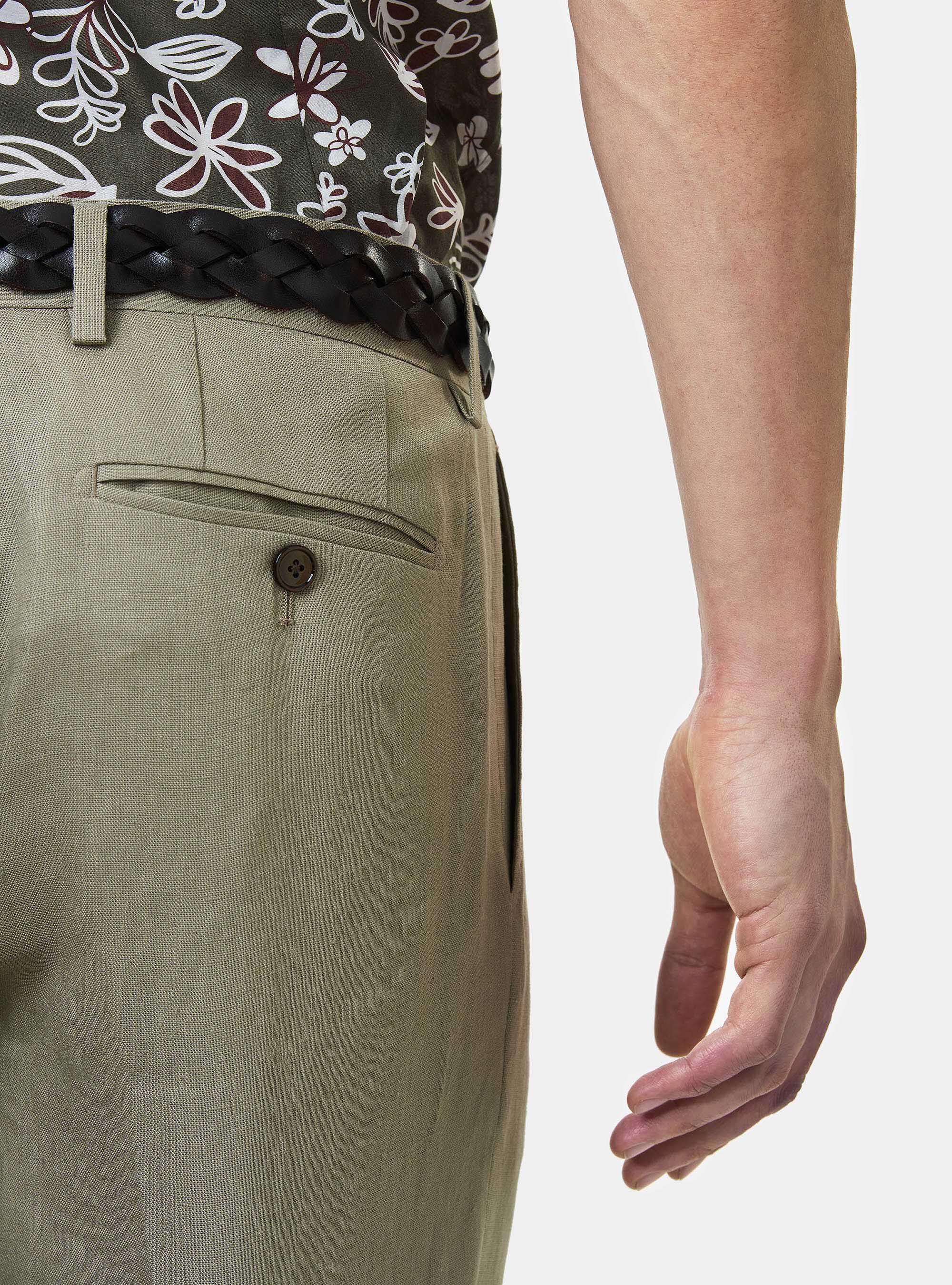 Pantaloni per abito in puro lino, FANGO
