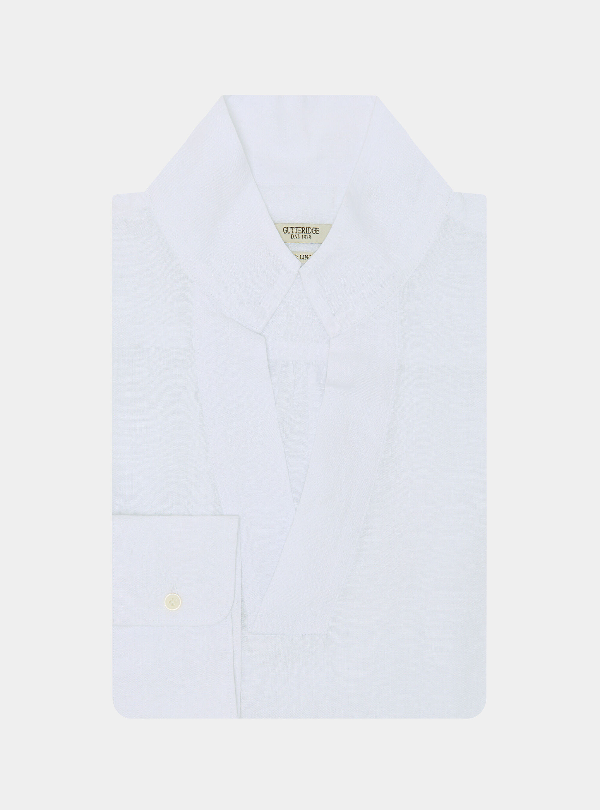 Pure linen shirt with wing collar, WHITE