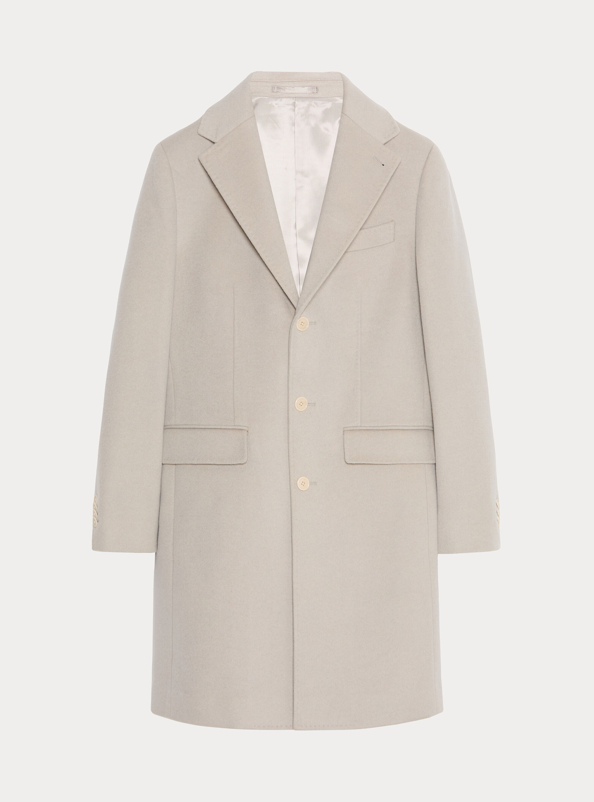 Single-breasted wool and cashmere coat, ECRU 0536C