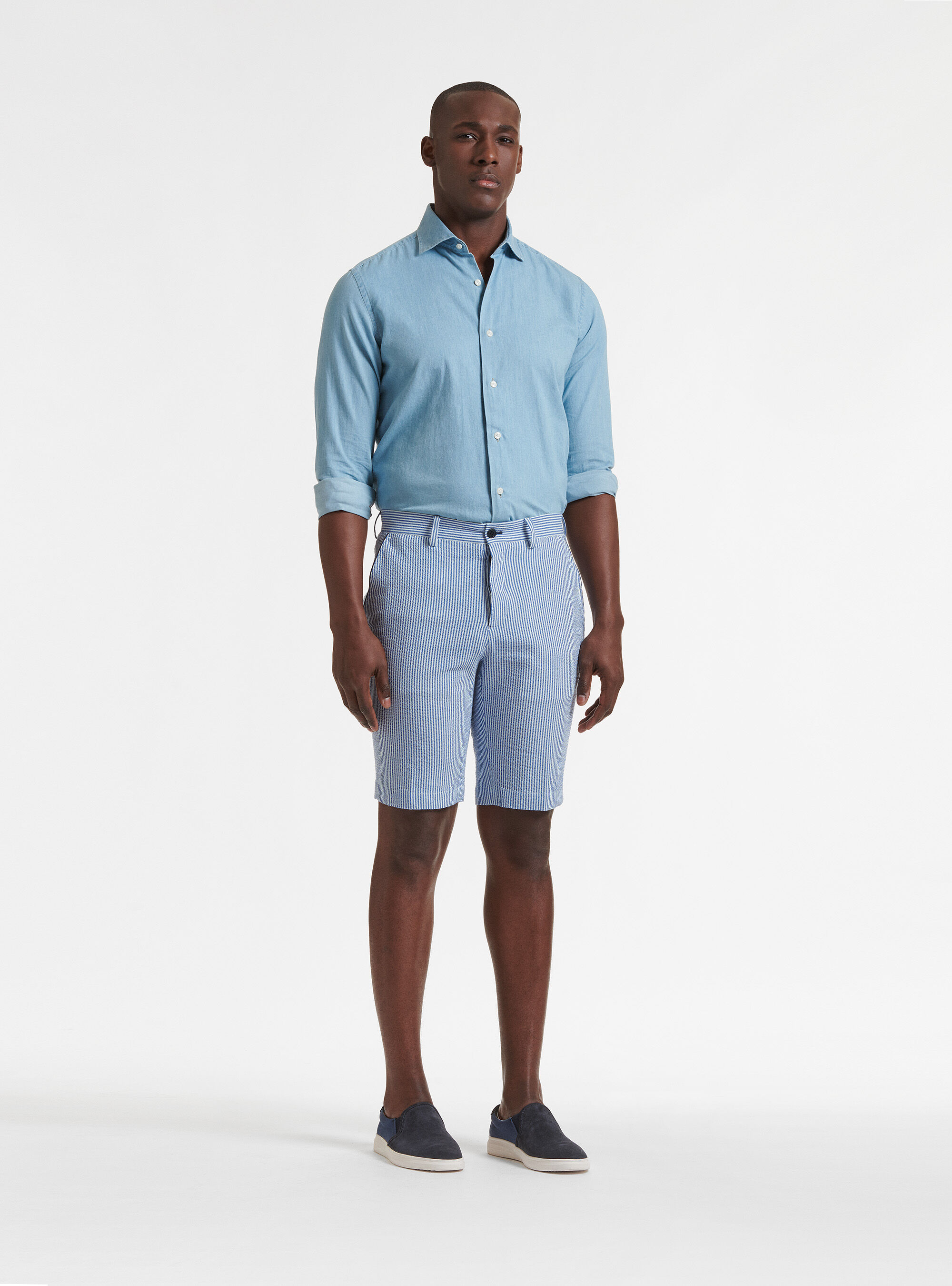 Light blue striped shorts sale