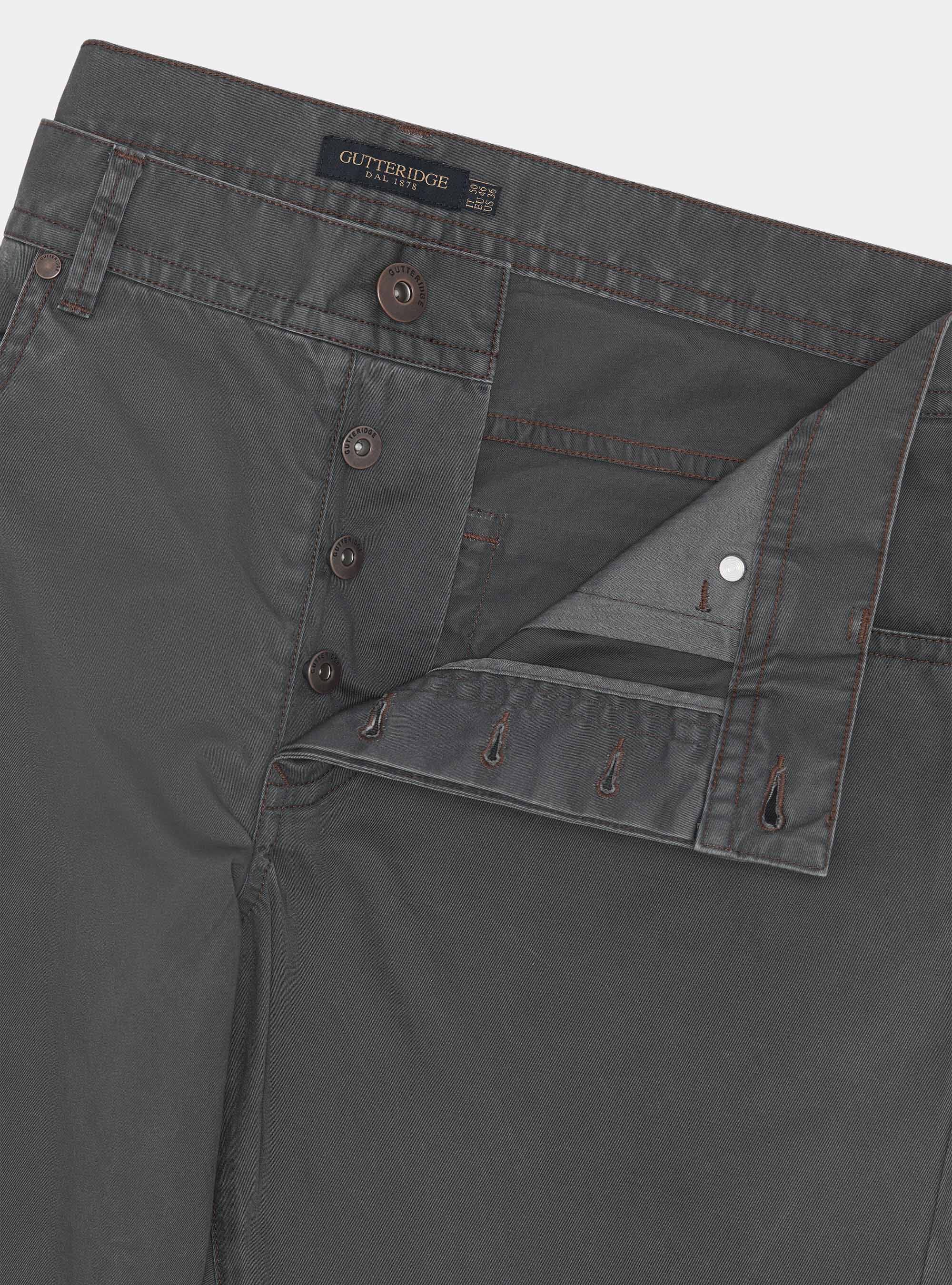 Pantaloni slim fit in cotone lavato, GRIGIO CHIARO