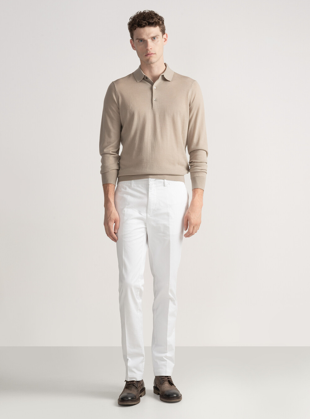 Pantaloni chino slim fit in twill stretch, BIANCO Pantaloni chino slim fit in twill stretch