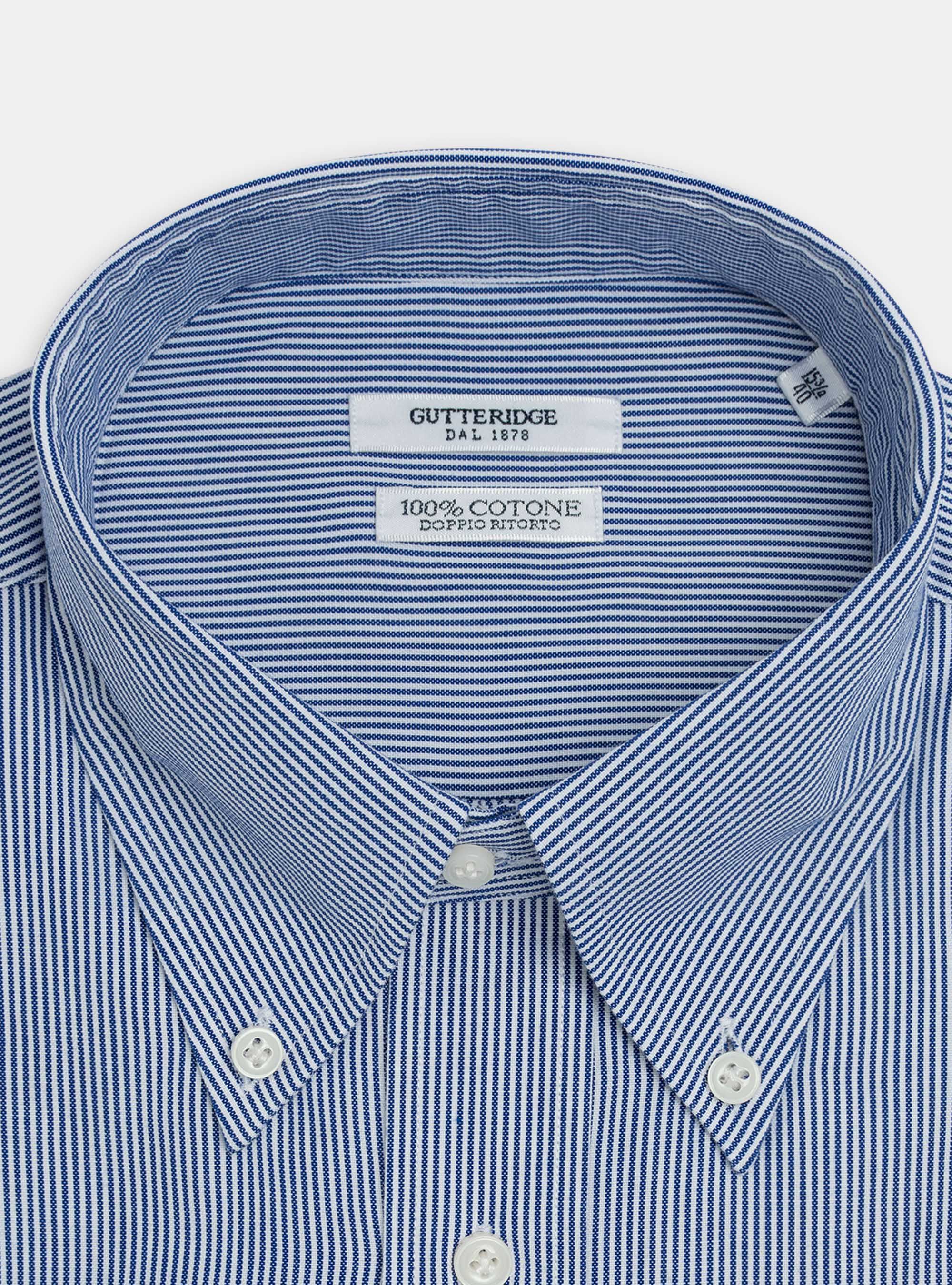 Camicia collo button down in oxford di cotone doppio ritorto