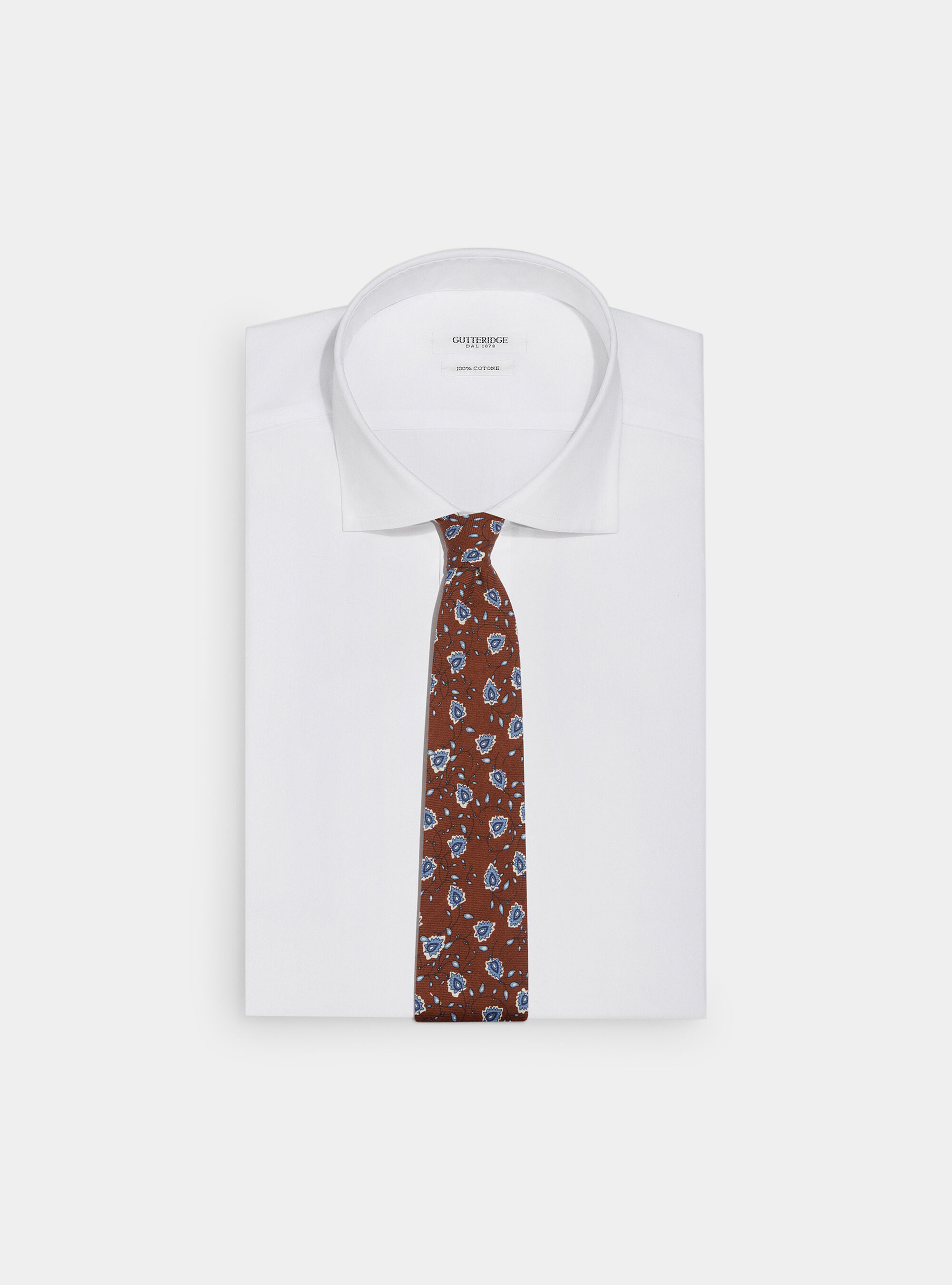 Cravatta fiori 100% lana, TABACCO