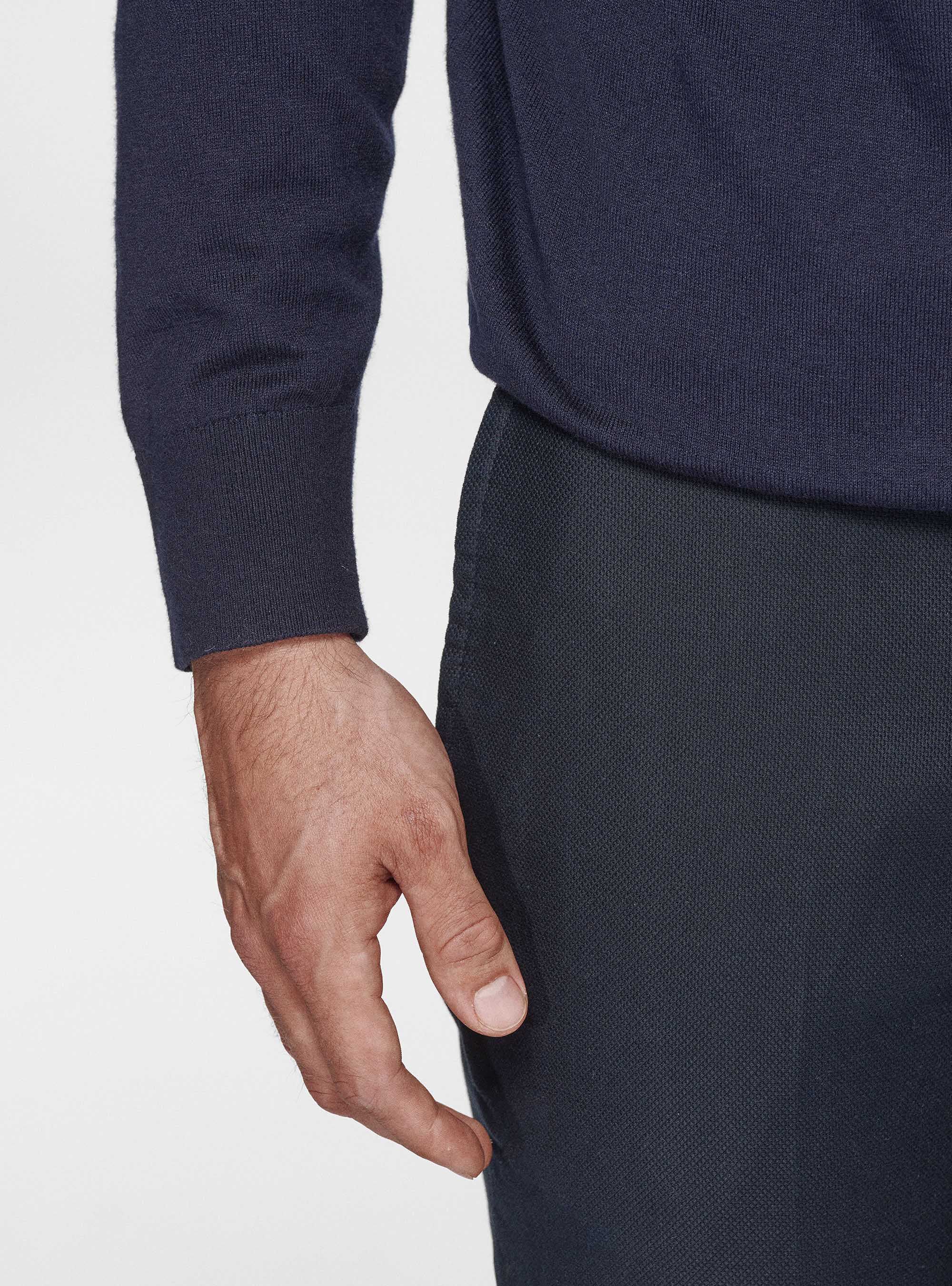 Silk and cashmere cotton turtleneck, NAVY BLUE